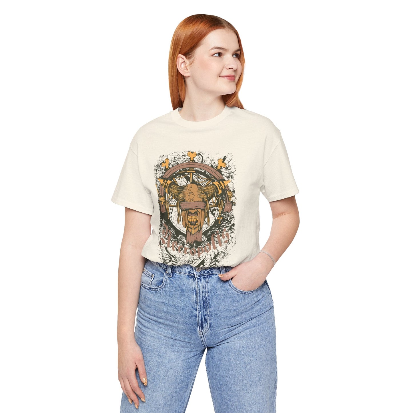 Skull Nordic Warrior Graphic Unisex Cotton T-Shirt r12