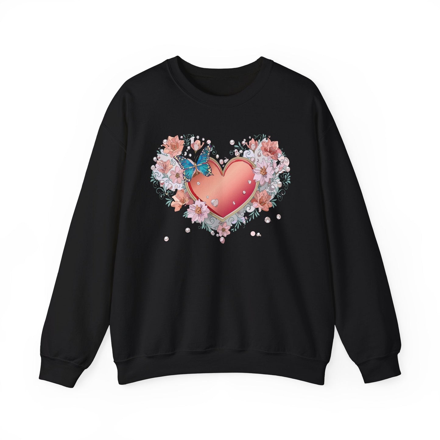 Unisex Floral Heart Sweatshirt With Love Graphic For Valentines Day Gift Cozy Winter Wear