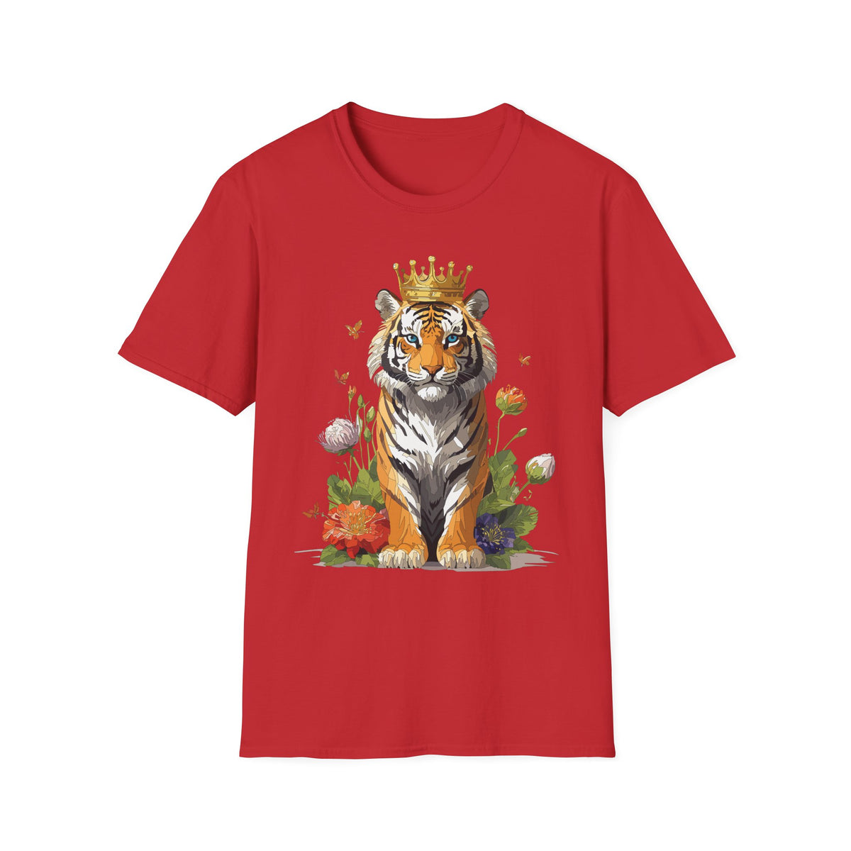 Crowned Tiger Illustration T-Shirt | Royal Wildlife Art - Unisex 100 Cotton Gildan 64000
