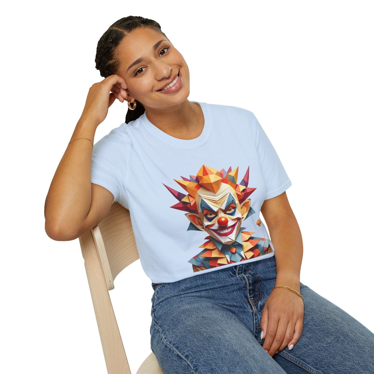 Unisex Clown Shirt With Funny Man Scary Man Circus Theme Tee Gildan Softstyle 64000