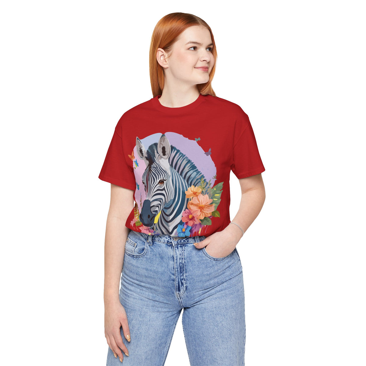 Zebra Graphic Unisex Cotton Bella+Canvas Tee with Art Animal Design e78