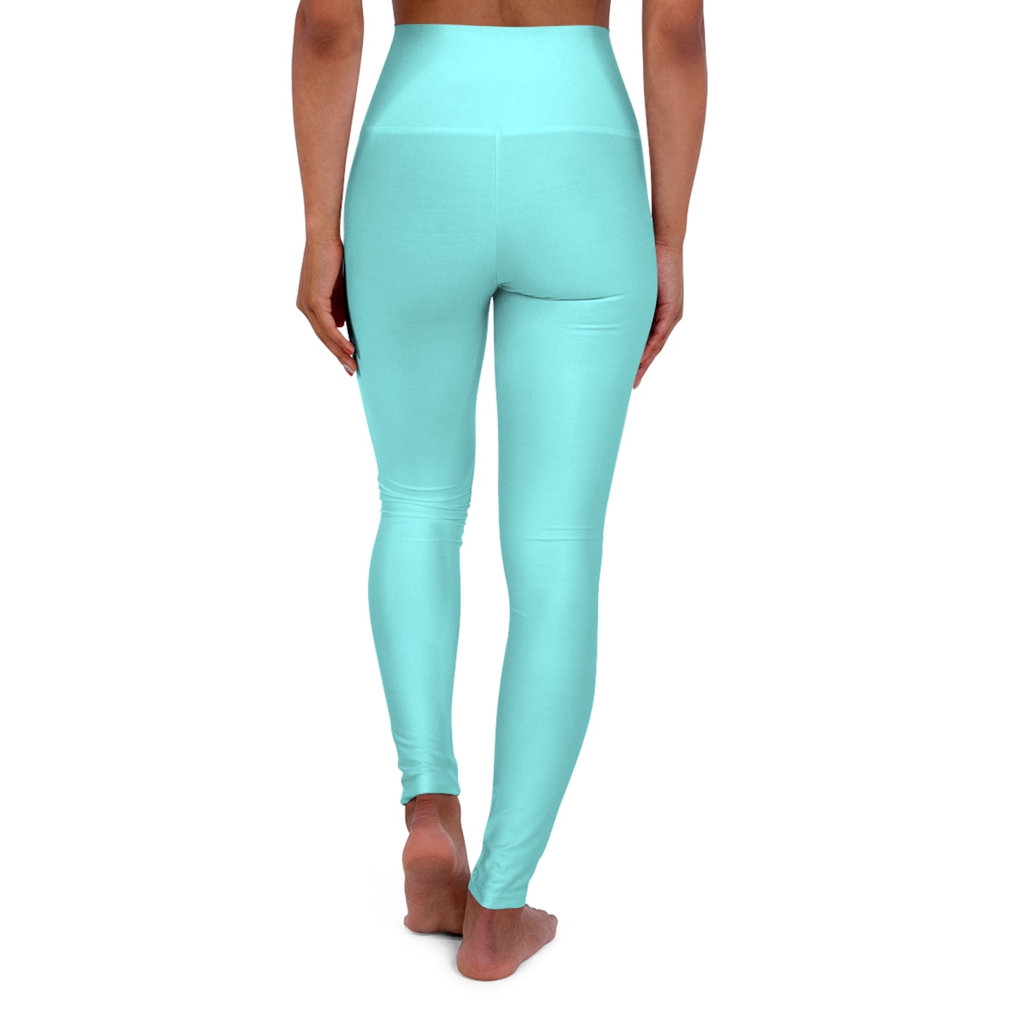 High-Waisted Pale Cyan Blue Yoga Leggings Women's Seamless Poly-Span Stretchy Aqua Activewear Pants
