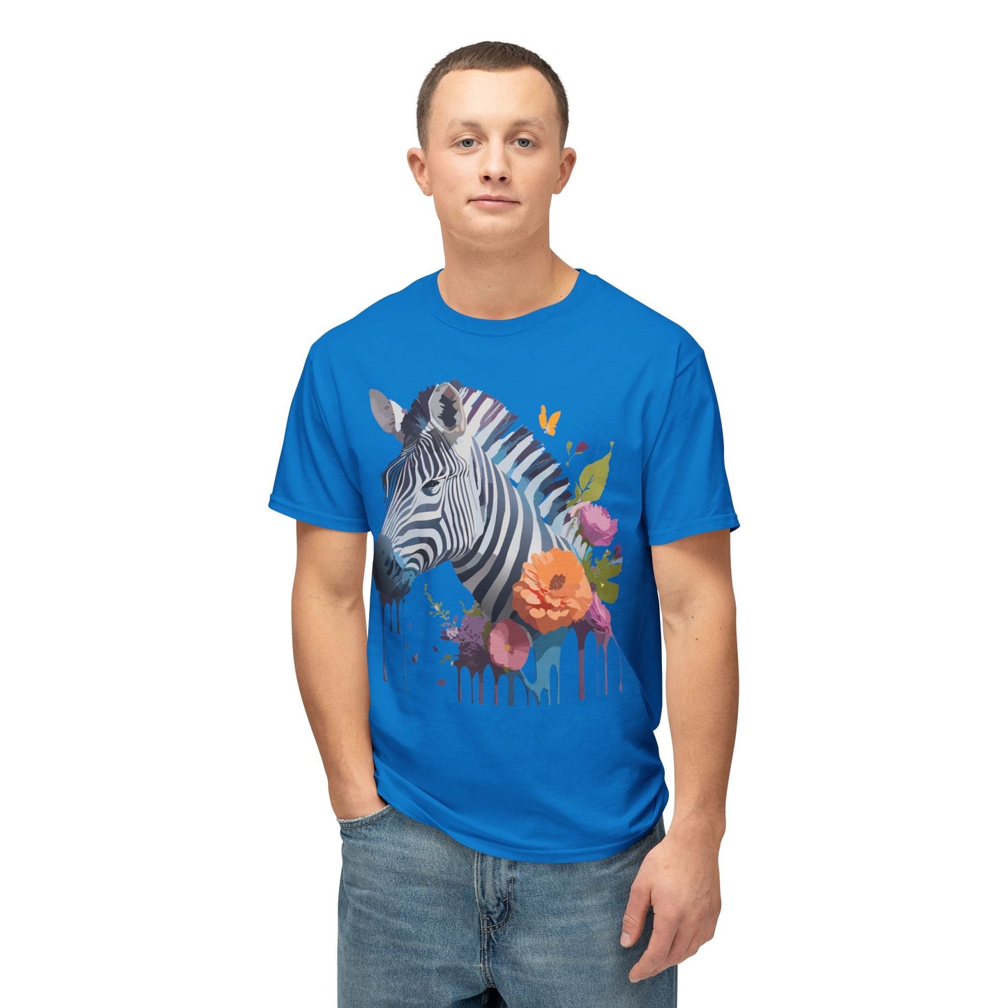 Unisex Zebra Art T Shirt With Full Color Print HD Cotton Tee Made In USA For Everyday Style