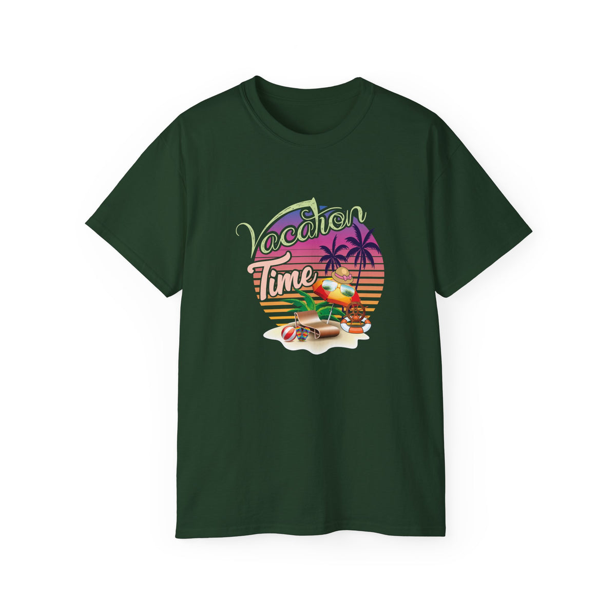 Vacation Time Palm Sunset Tee | Retro Beach Jeep Surfboard