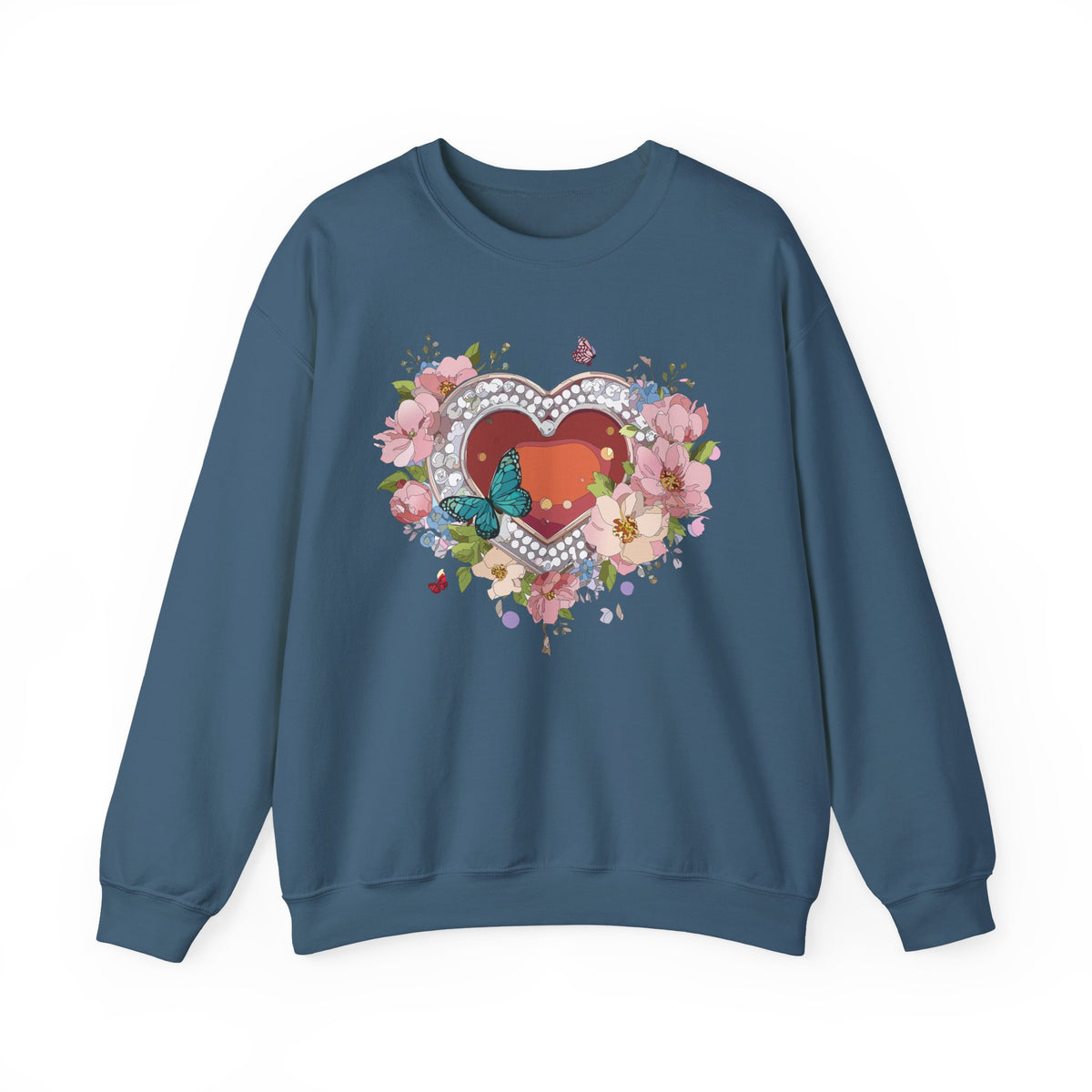 Floral Heart Love Graphic Valentine's Day Sweatshirt Unisex 50/50 Cotton-Poly Sweatshirt w40