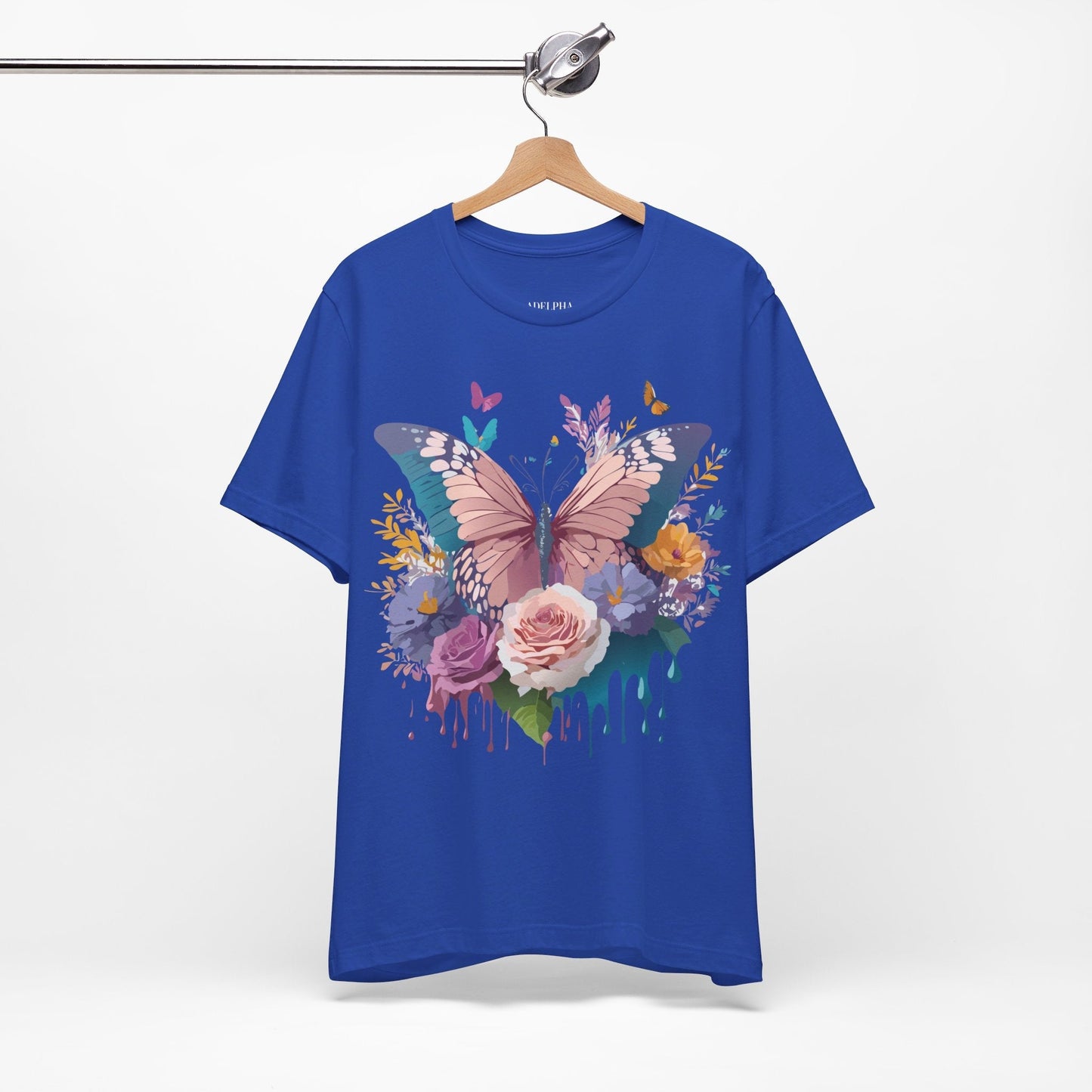 Butterfly Graphic Unisex 100 Cotton Lightweight Vintage Floral Design Jersey Tee 43