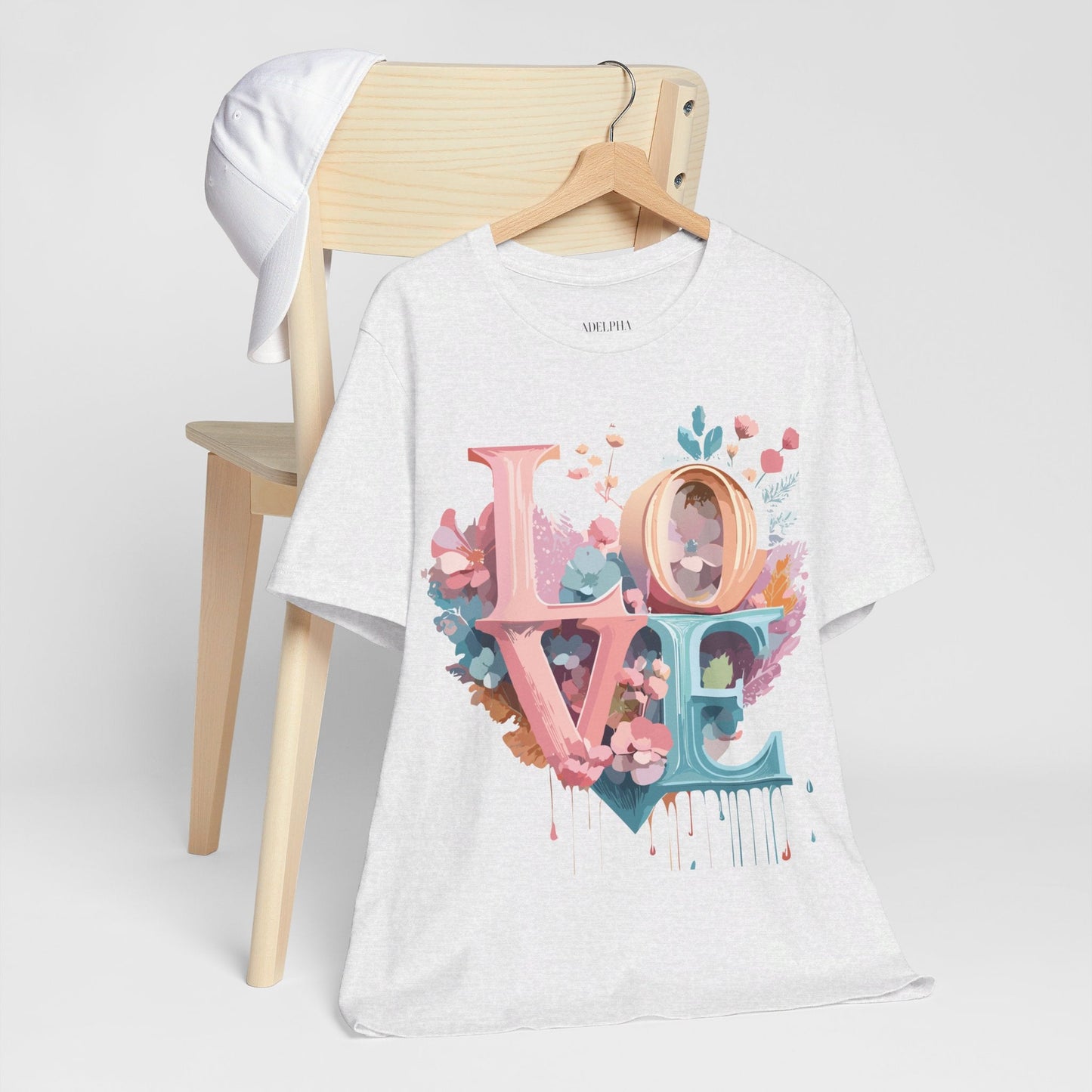 Valentine Day Graphic Unisex 100 Cotton Vintage Artwork with Love and Flower Design Tee 53