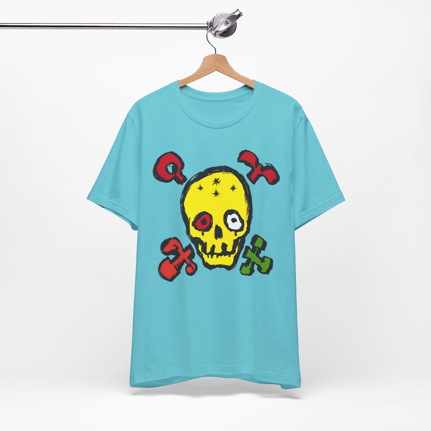Yellow Skull Graphic Design Tee, Skull Shirt, Vintage Tees, Art Design T-Shirt, Vintage Graphic Tee, Art Shirts with Skulls