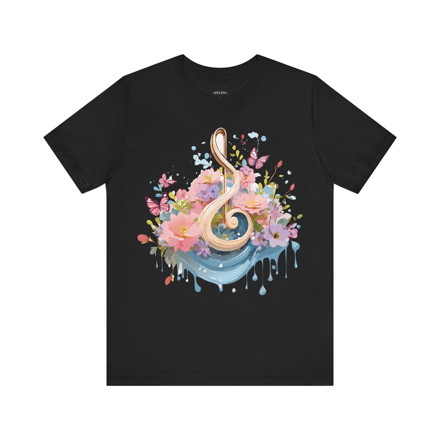 Music Graphic Unisex 100 Cotton Vintage Art with Musical Elements Tee 68