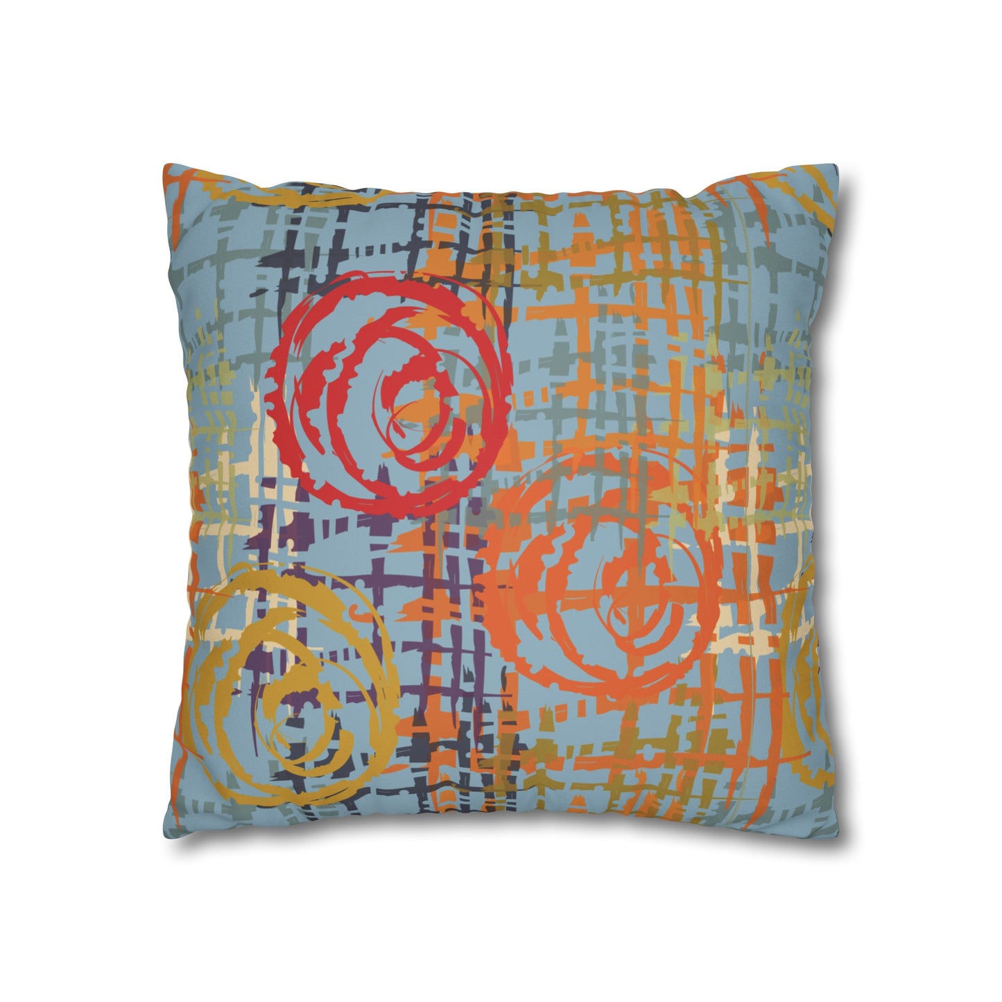 Faux Suede Pillowcase with Abstract print