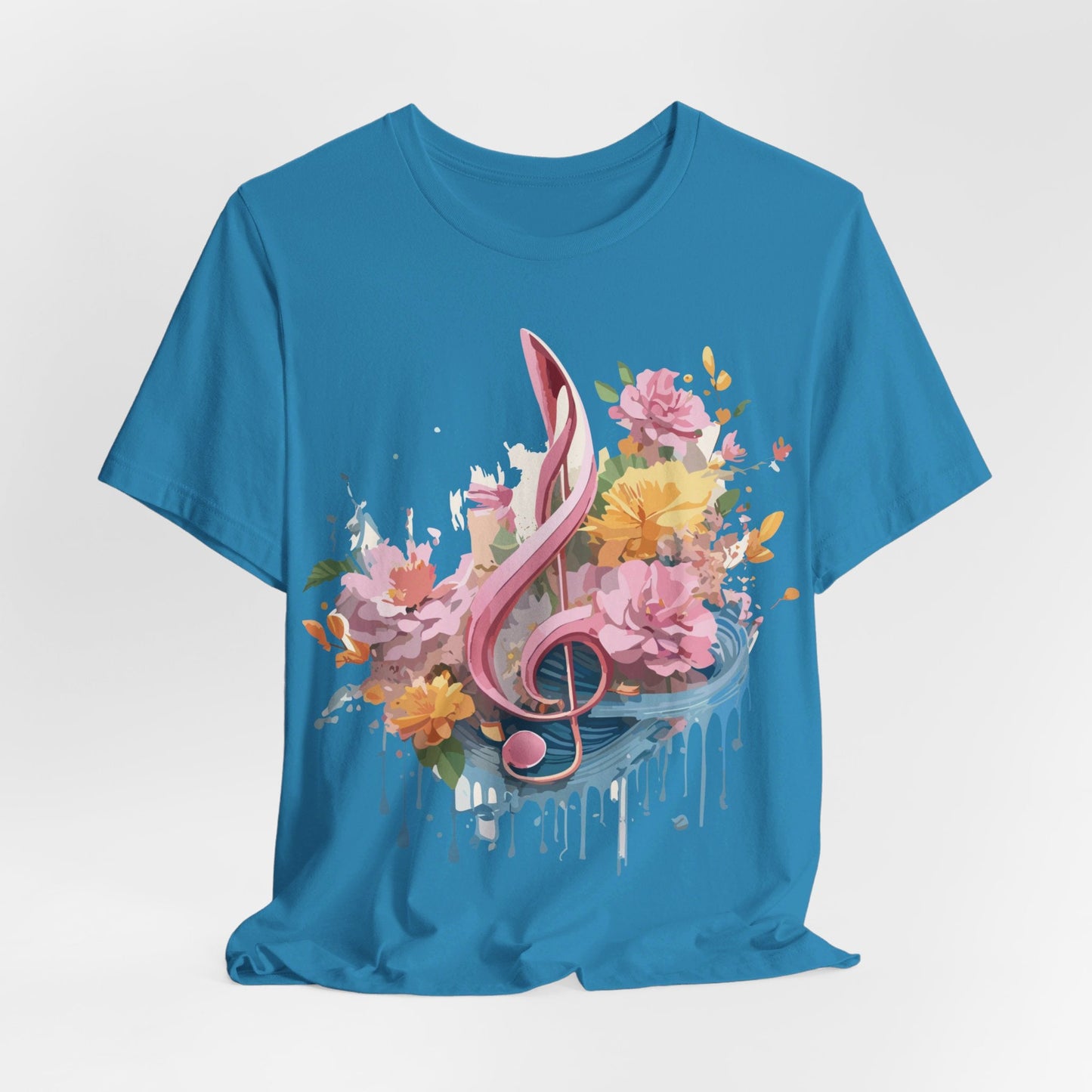 Music Graphic Unisex 100 Cotton Vintage Art with Musical Elements Tee 139