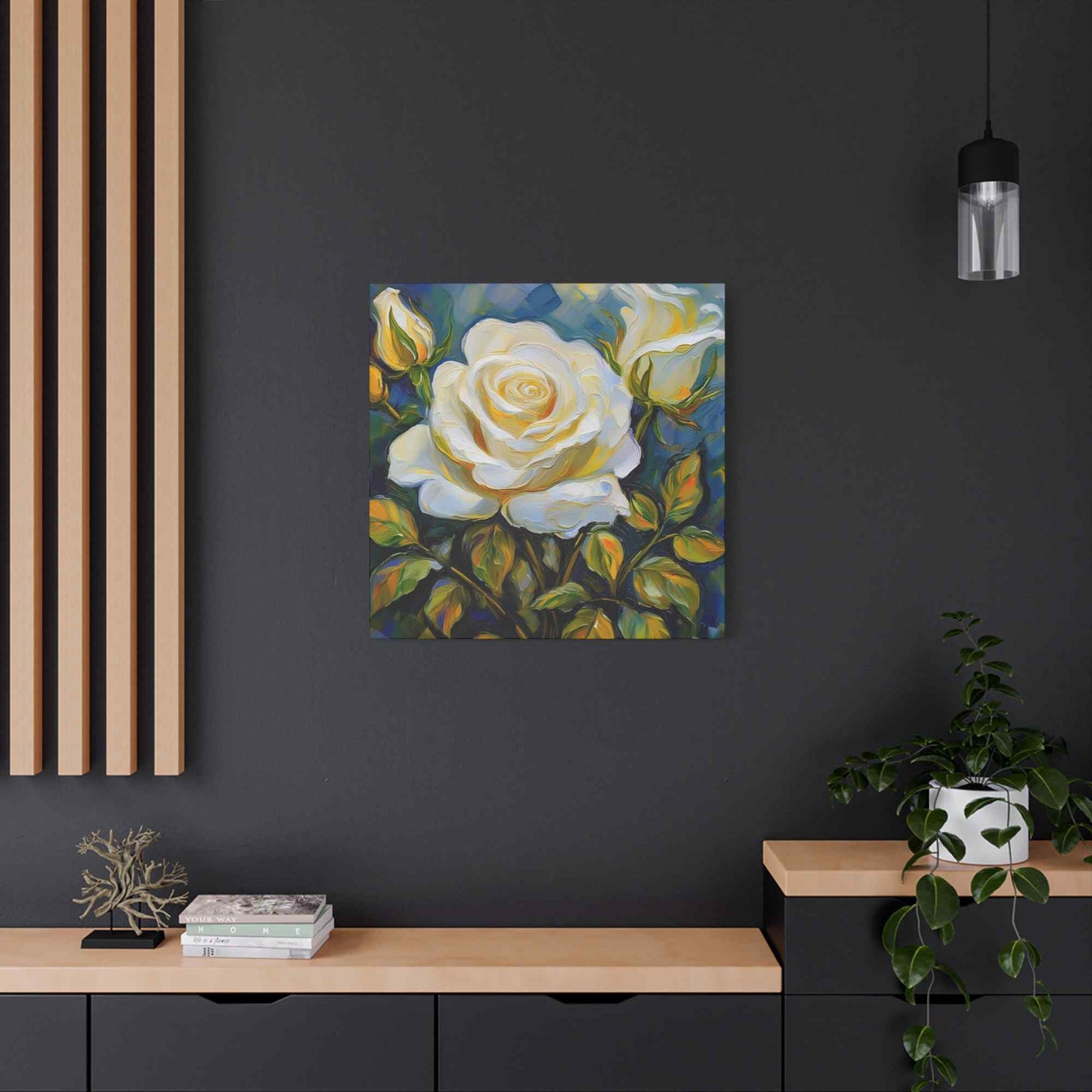 White Roses Print Canvas, Roses Oil Paint Print 20x20, 24x24, 30x30, 32x32, 36x36, Floral Art Design Print Non-Frame MC-21