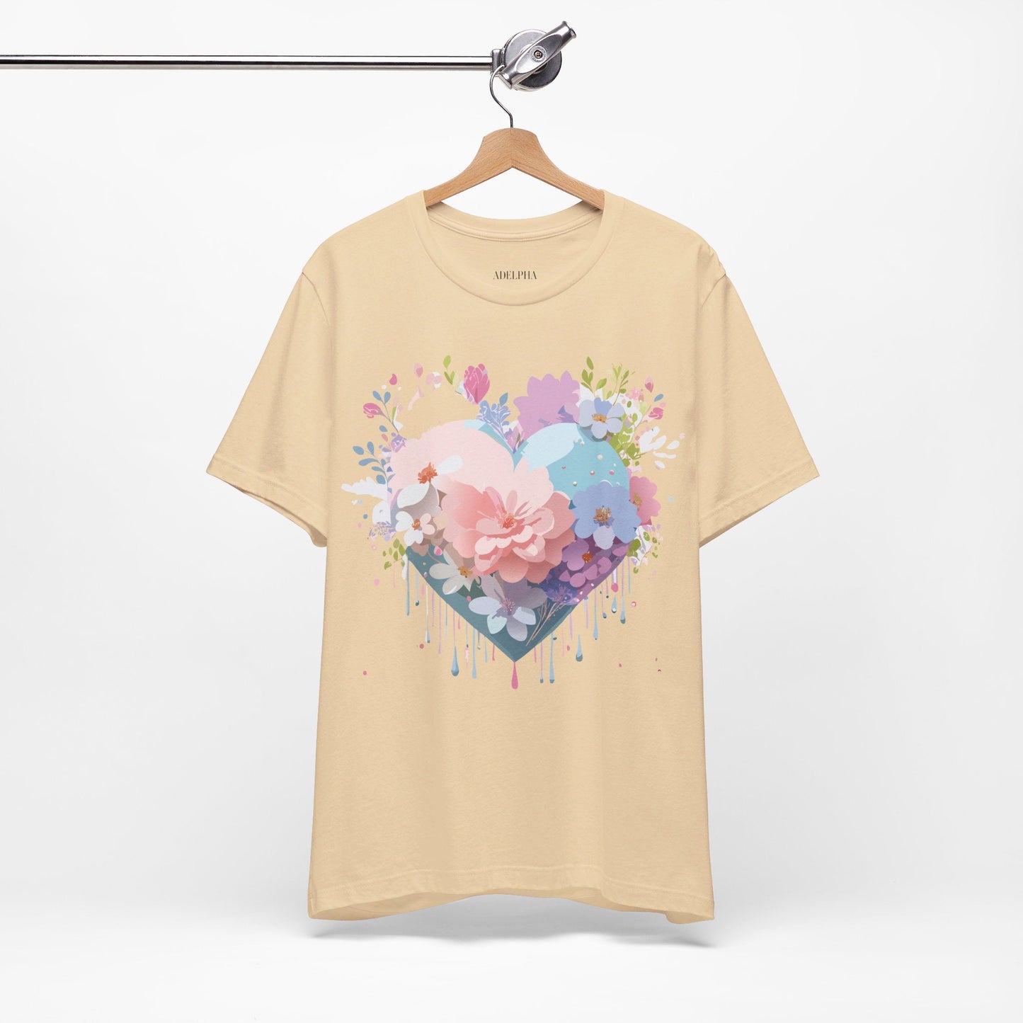 Valentine Day Graphic Unisex 100 Cotton Vintage Artwork with Love and Flower Design Tee 33