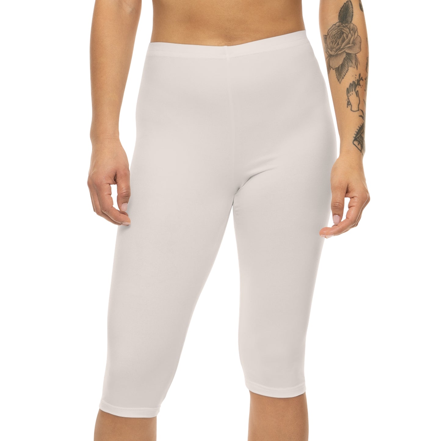 Seashell Color Women's Brushed Suede Poly Span Casual Capri Leggings XS-2XL