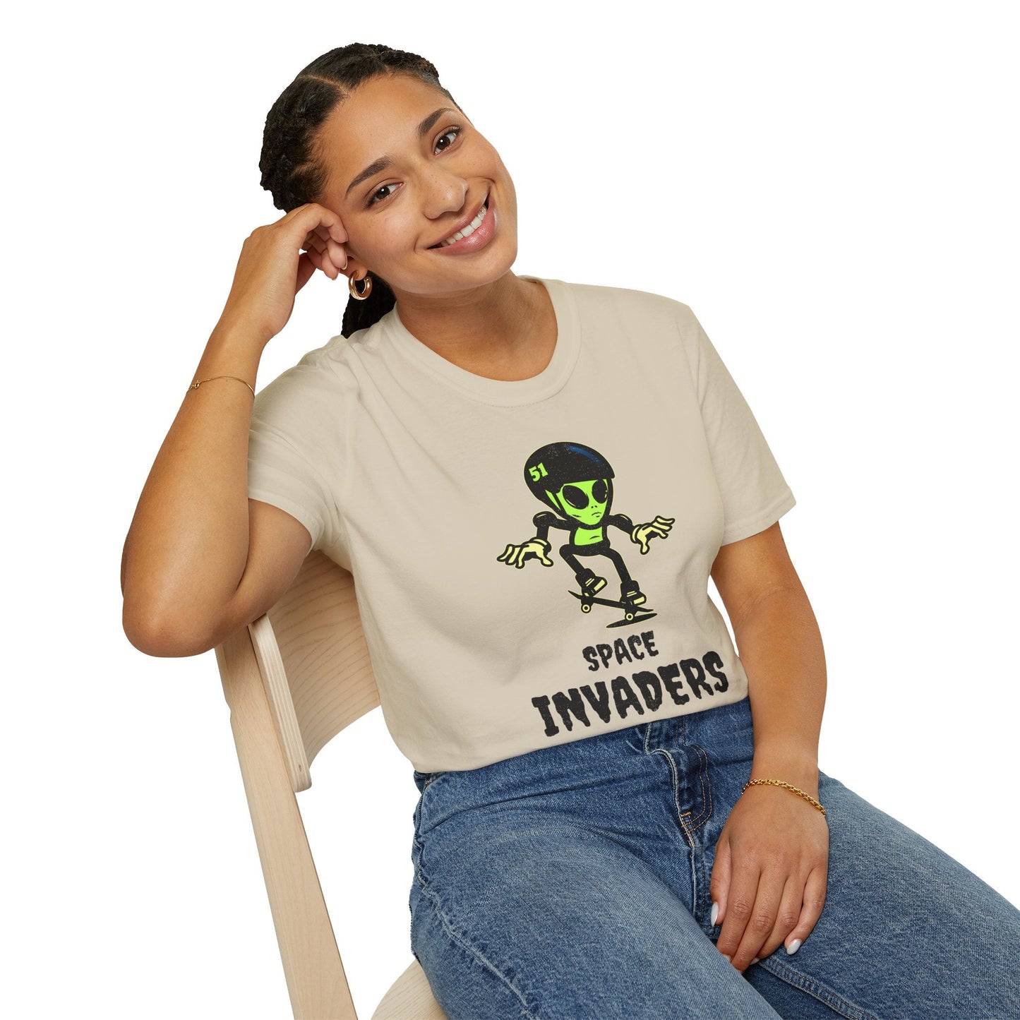 Alien Skateboard Space Invaders Shirt