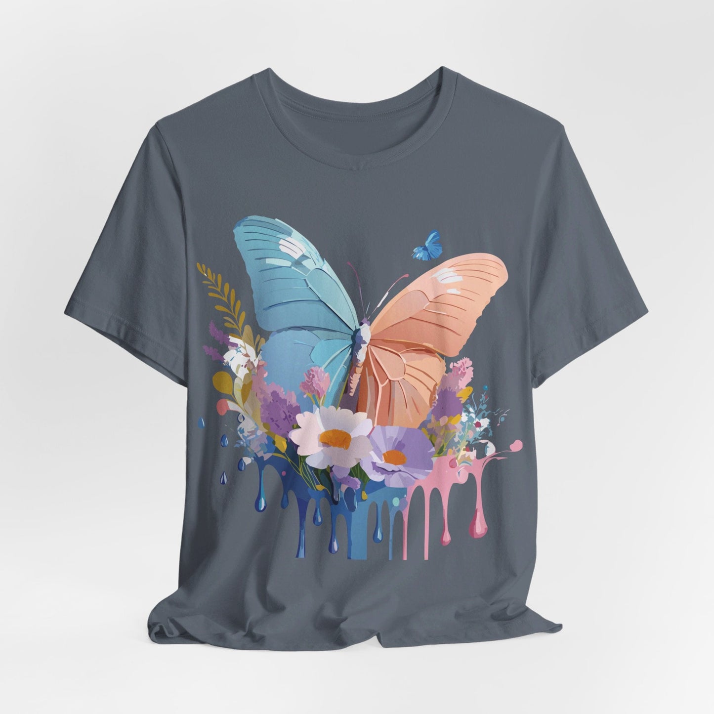 Butterfly Graphic Unisex 100 Cotton Lightweight Vintage Floral Design Jersey Tee 3