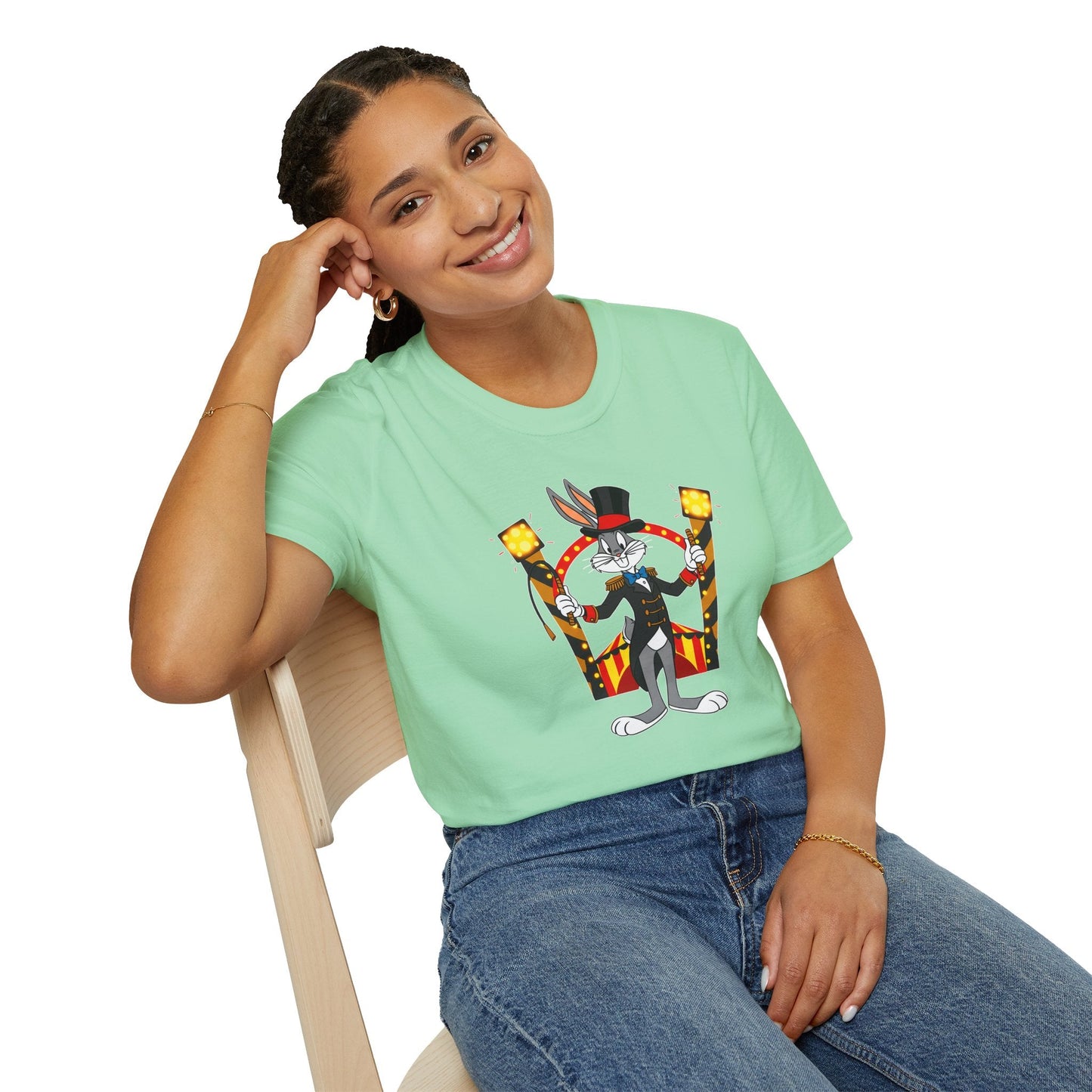 Cartoon Bunny Graphic Unisex Cotton Animal Animation Artwork Design Tee 14