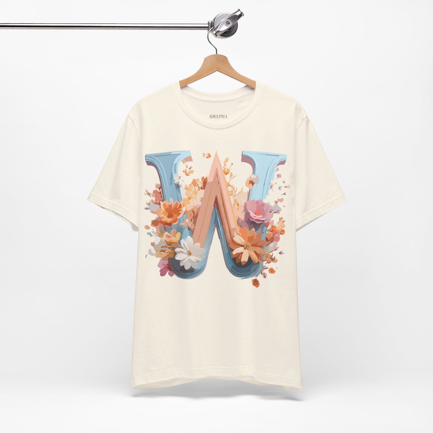 Letter W Shirt Unisex Graphic Tee Vintage Inspired Adelpha Art Design Short Sleeve
