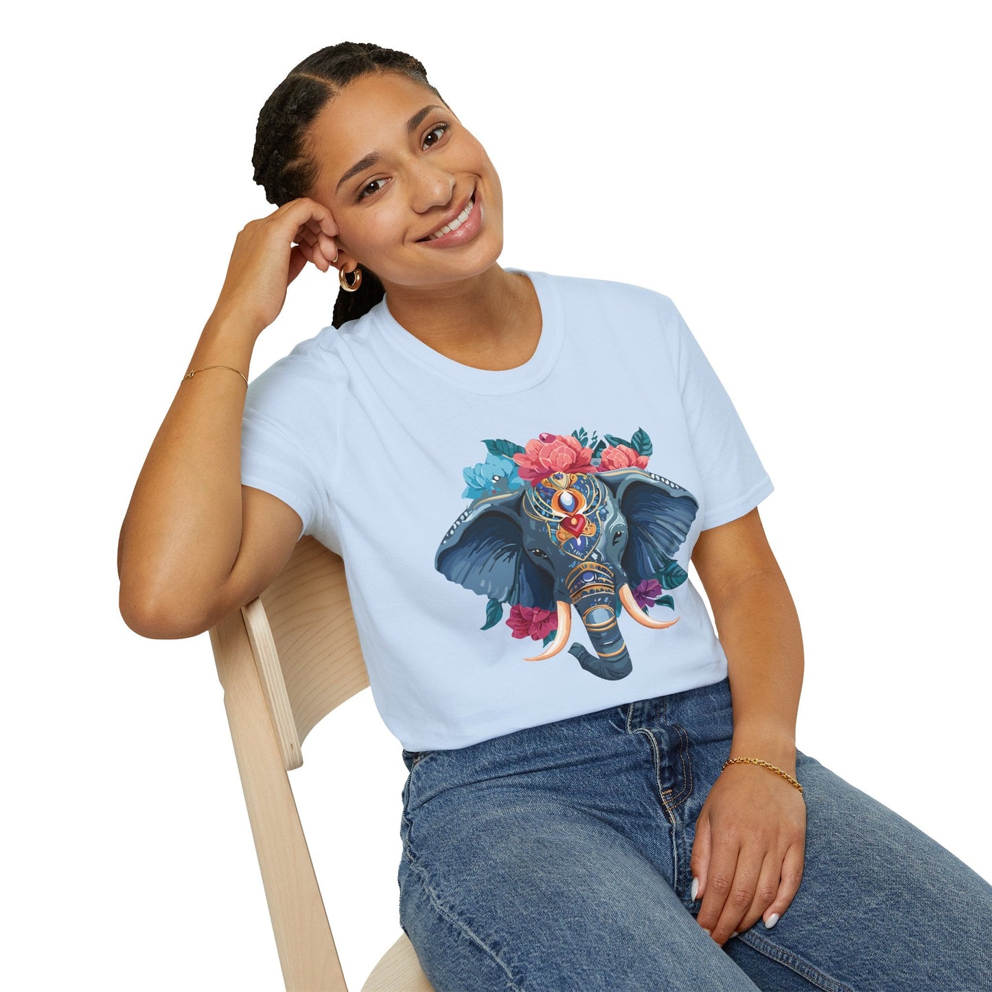 Elephant T Shirt Unisex Softstyle Tee Gildan 64000 100 Percent Ring Spun Cotton Fabric