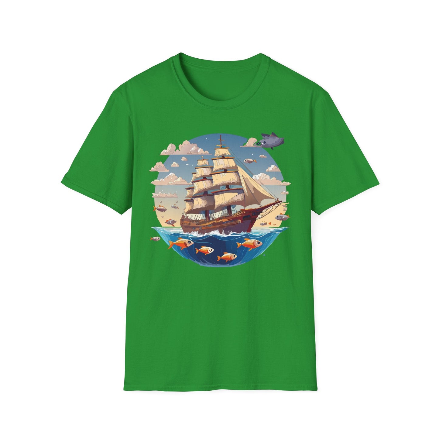 Nautical Ship Frigate Vessel T Shirt Unisex Premium Softstyle Cotton Tee Gildan 64000