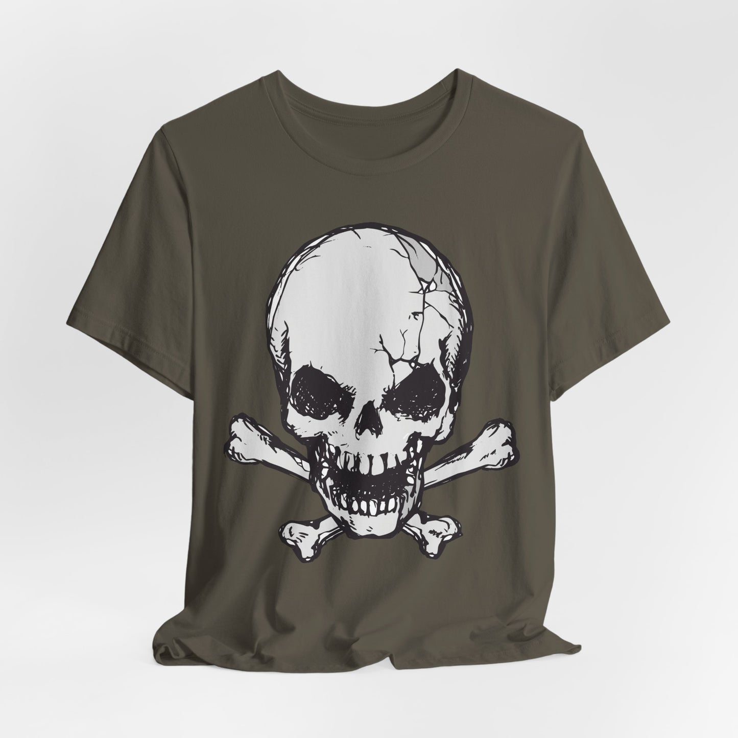 Grey Skull Graphic Design Tee, Skull Shirt, Vintage Tees, Art Design T-Shirt, Vintage Graphic Tee, Art Shirts with Skulls
