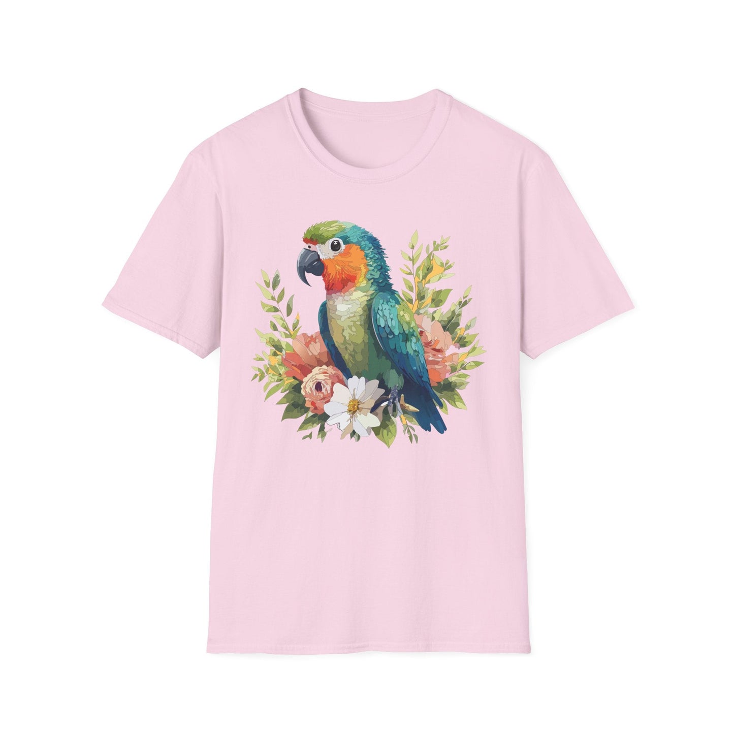Floral Bird T Shirt Unisex Softstyle Gildan 64000 Cotton Tee for Everyday Comfort