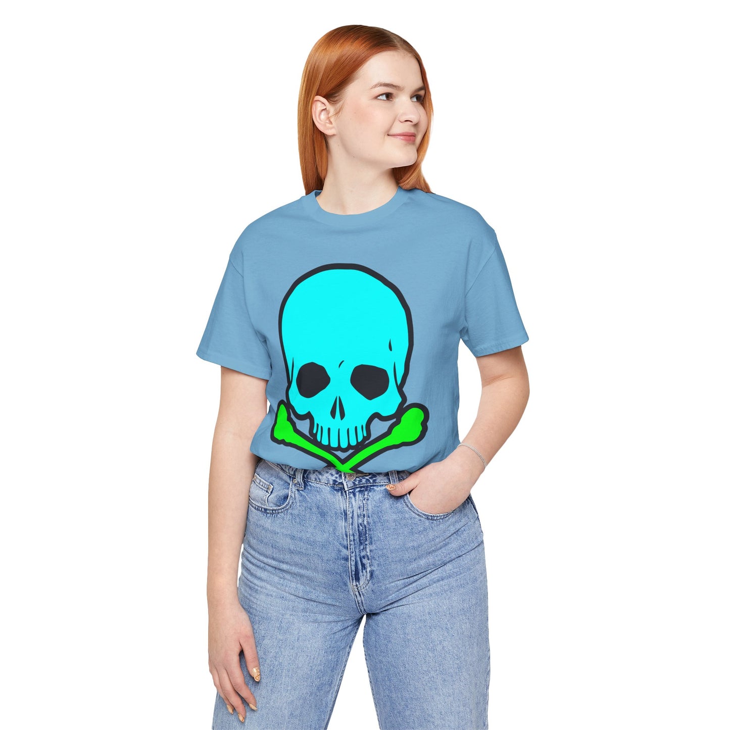 Blue Skull Graphic Design Tee, Skull Shirt, Vintage Tees, Art Design T-Shirt, Vintage Graphic Tee, Art Shirts with Skulls