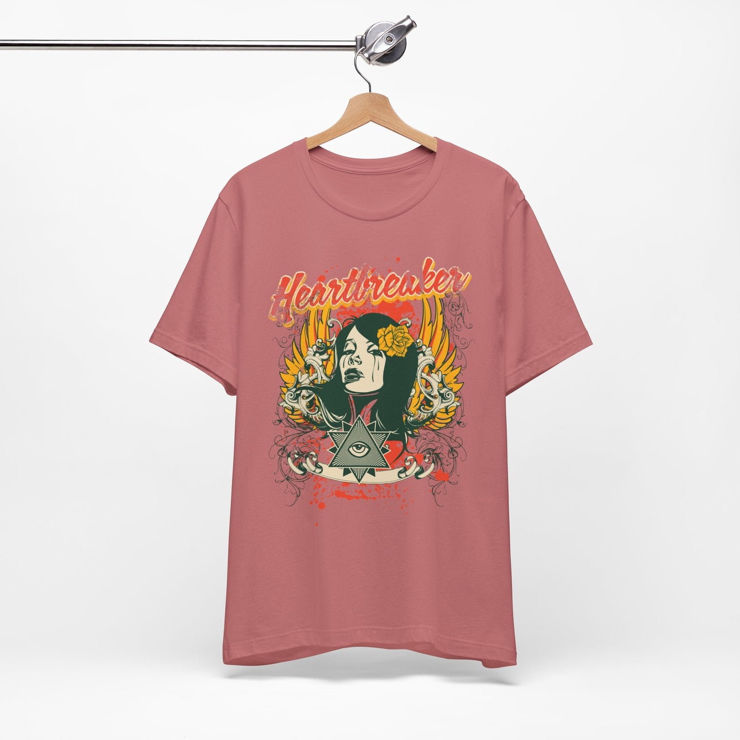 Heartbreaker Illustration Tee Retro Femme Portrait Floral Skull Graphic T-Shirt