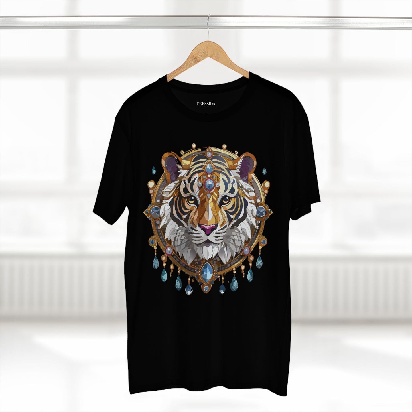 Tiger Graphic Unisex 100 Cotton Tee With Unique Animal Golden Medallion Art Design 55