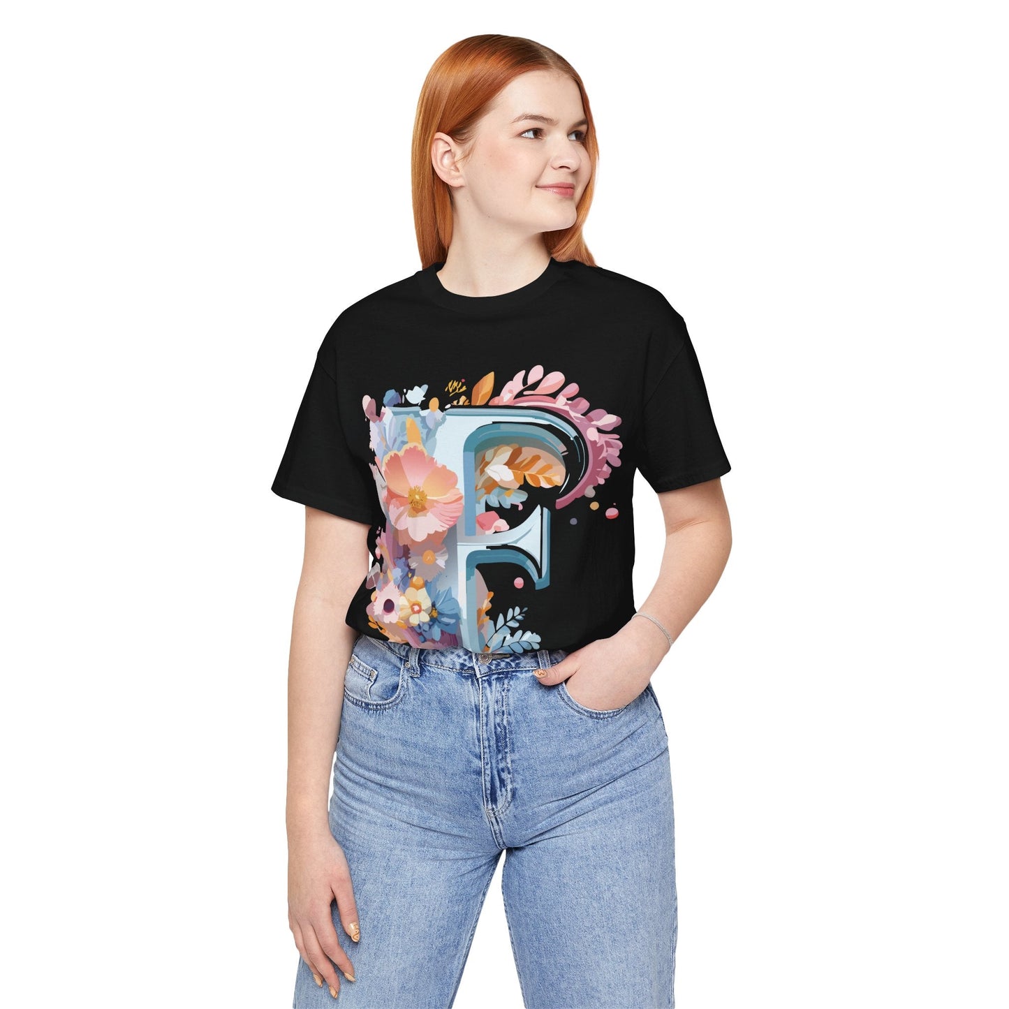 Letter F Graphic Tee Unisex Short Sleeve Vintage Inspired Adelpha Artwork Collection