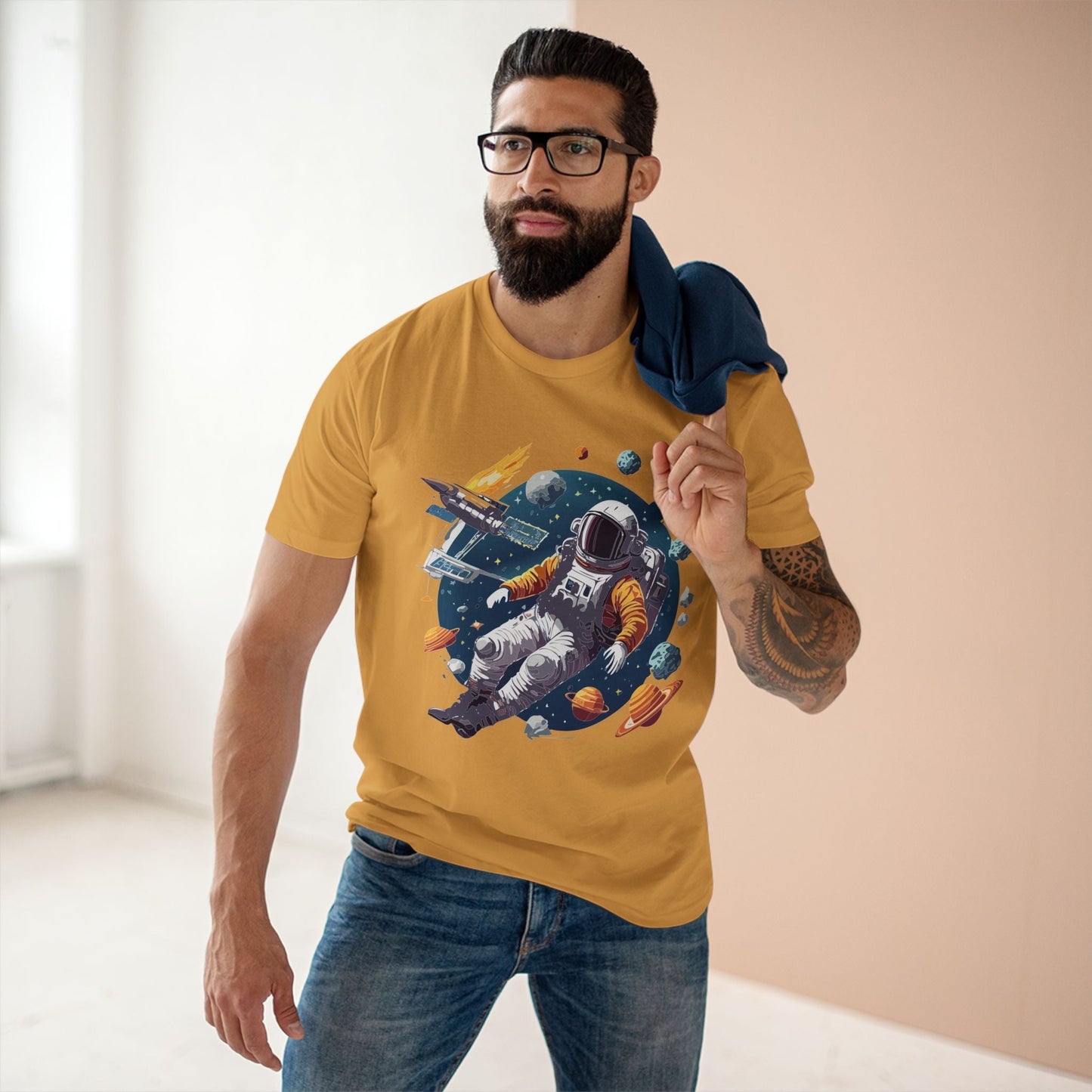 Cosmos Astronaut Shirt Unisex Premium Cotton Tee With Original Art Design By Retro2Nova