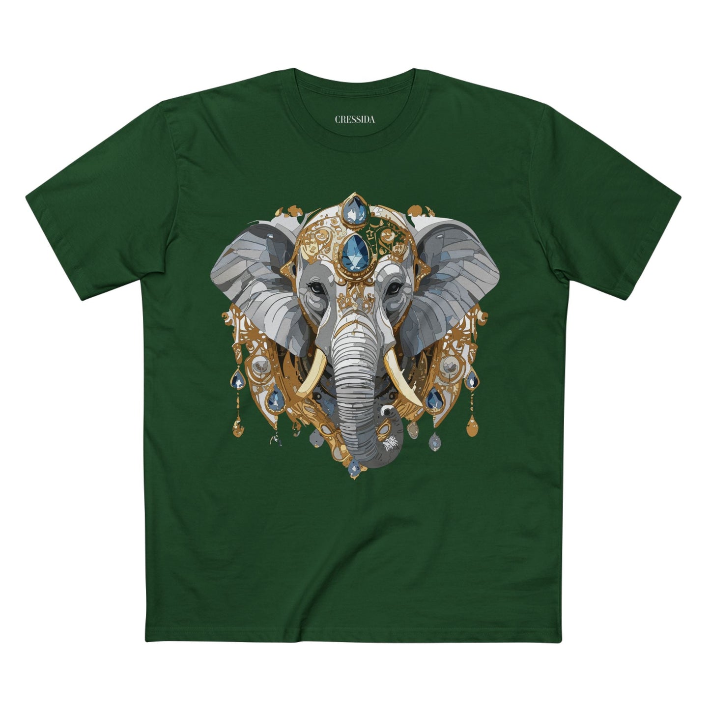Elephant Graphic Unisex 100 Cotton Tee With Unique Animal Golden Medallion Art Design 37