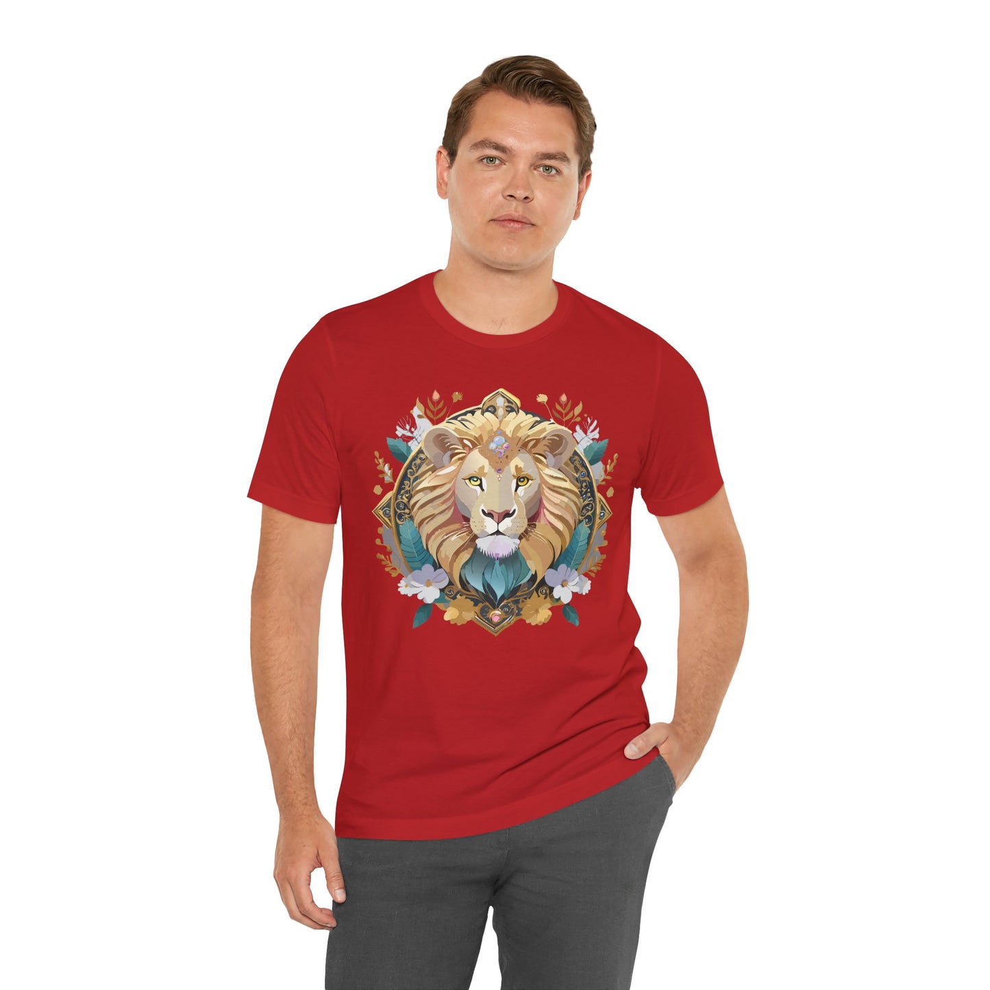 Unisex Lion Graphic Tee, Animal Shirt, Tee Shirt with Lion, Medallion T-Shirt, Animal Medallion Tees 2