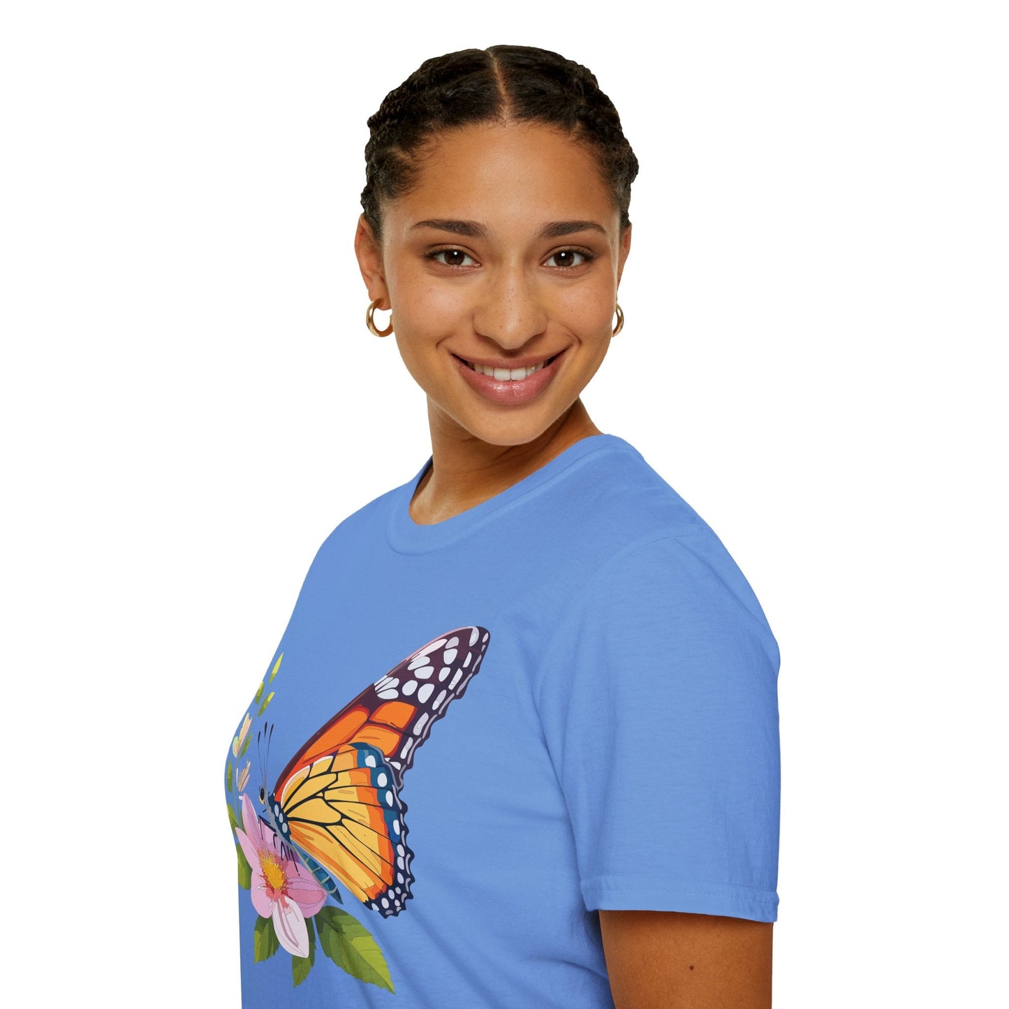 Butterfly T Shirt for Women and Men Monarch Print Softstyle Unisex Gildan 64000 Tee