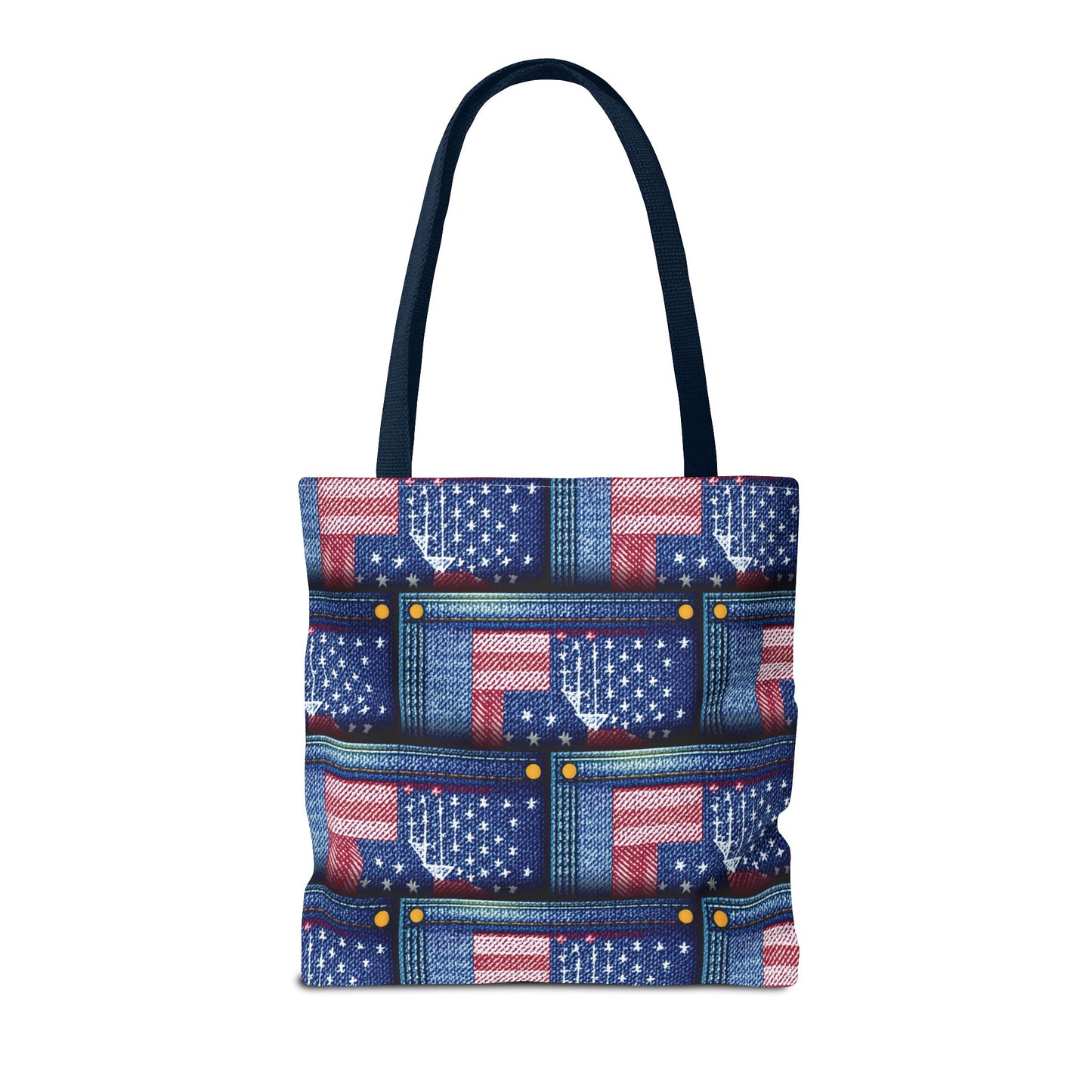 4th of July Graphic Denim Fabric Imitation Print Unisex Canvas Bag Poly Spun 3 Sizes Tote Bag 200-15