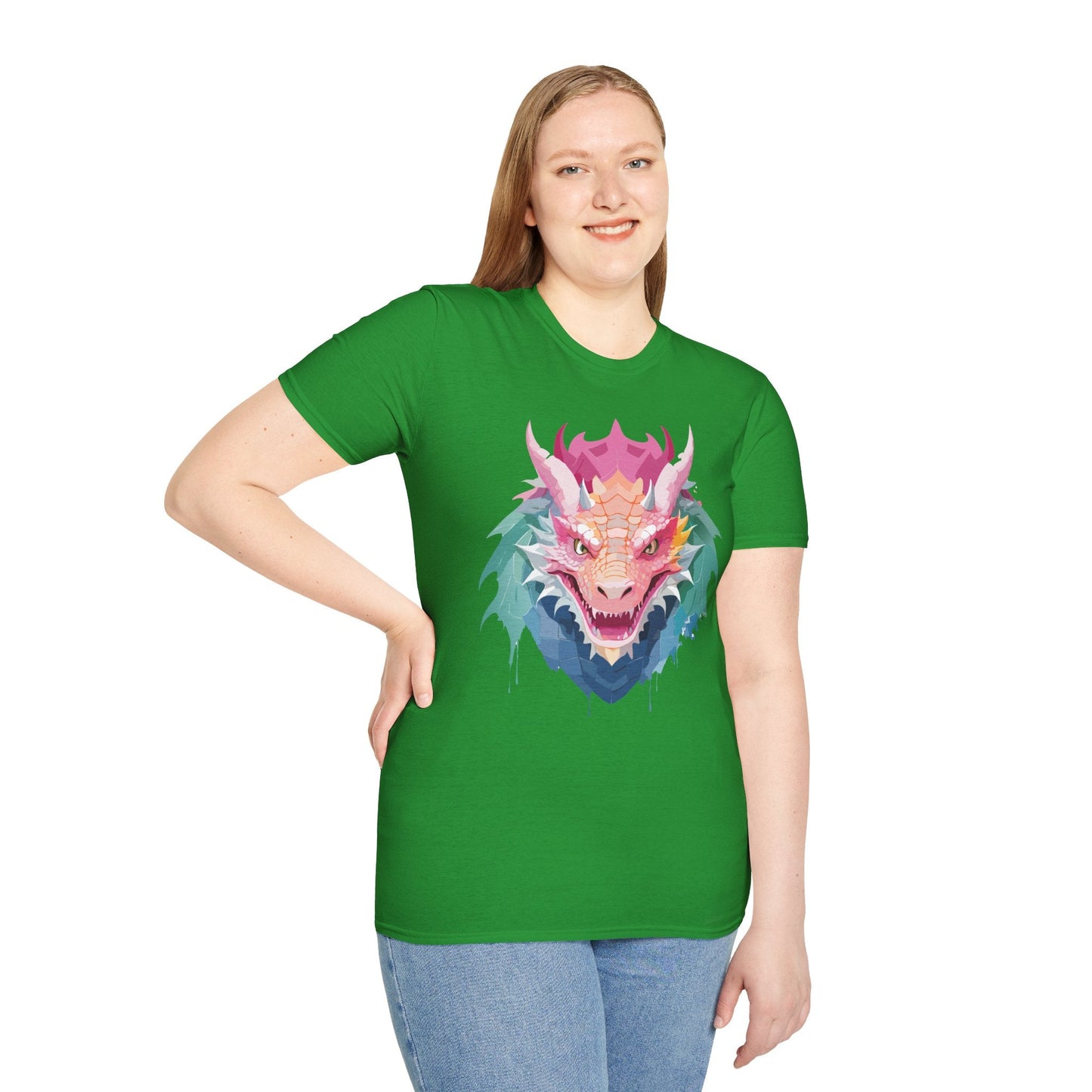 Dragon T Shirt Unisex Softstyle Cotton Tee With Animal Art Design Graphic Print Artwork