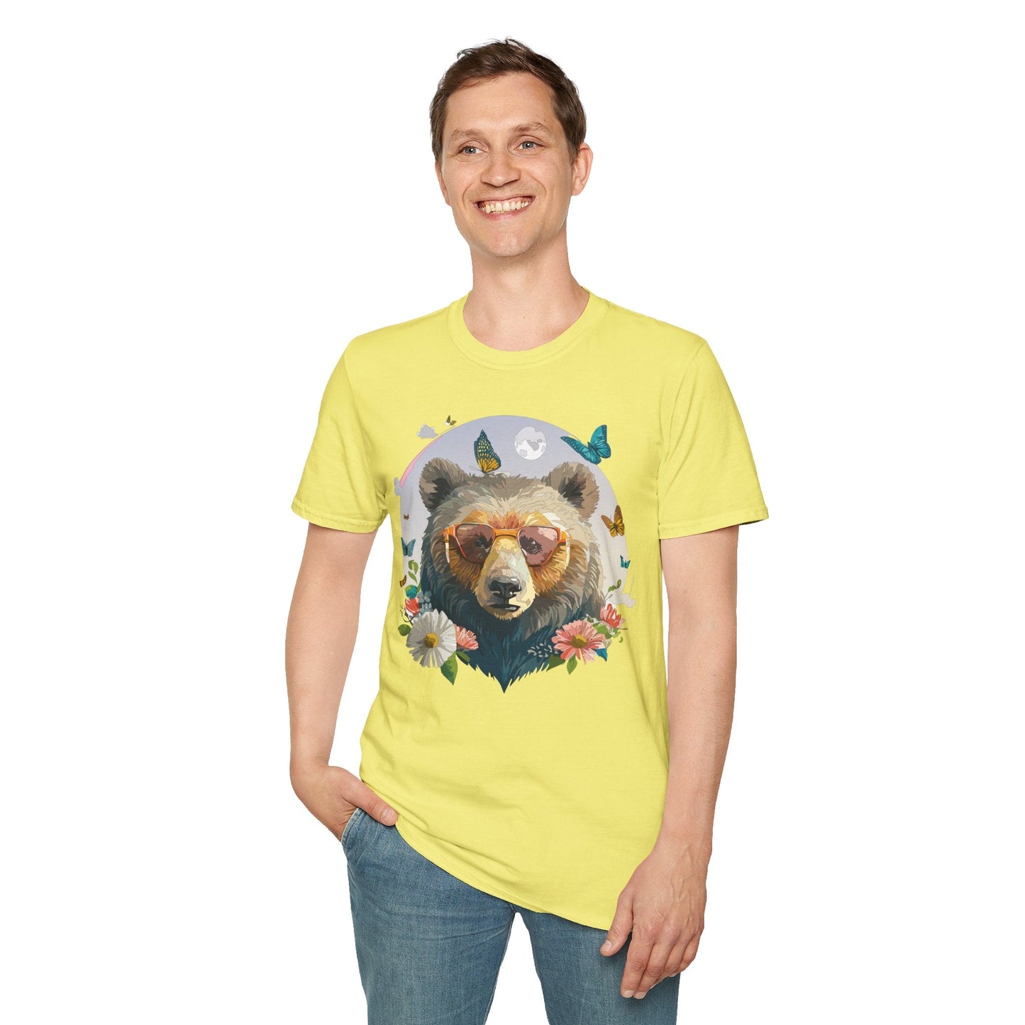 Bear T Shirt Unisex Softstyle Tee 100 Percent Ring Spun Cotton Gildan 64000 Comfortable Wear