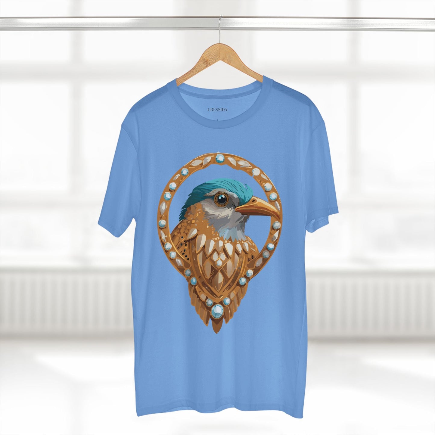Bird Graphic Unisex 100 Cotton Tee With Unique Animal Golden Medallion Art Design 24