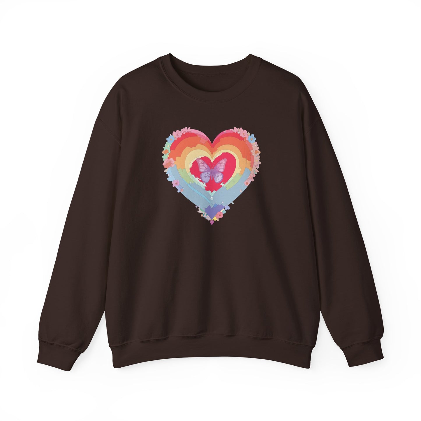 Rainbow Heart Sweatshirt, Floral Heart Sweatshirt, Floral Love Sweatshirt, Valentine's Day Sweatshirt, Rainbow Heart Floral Sweatshirt 116