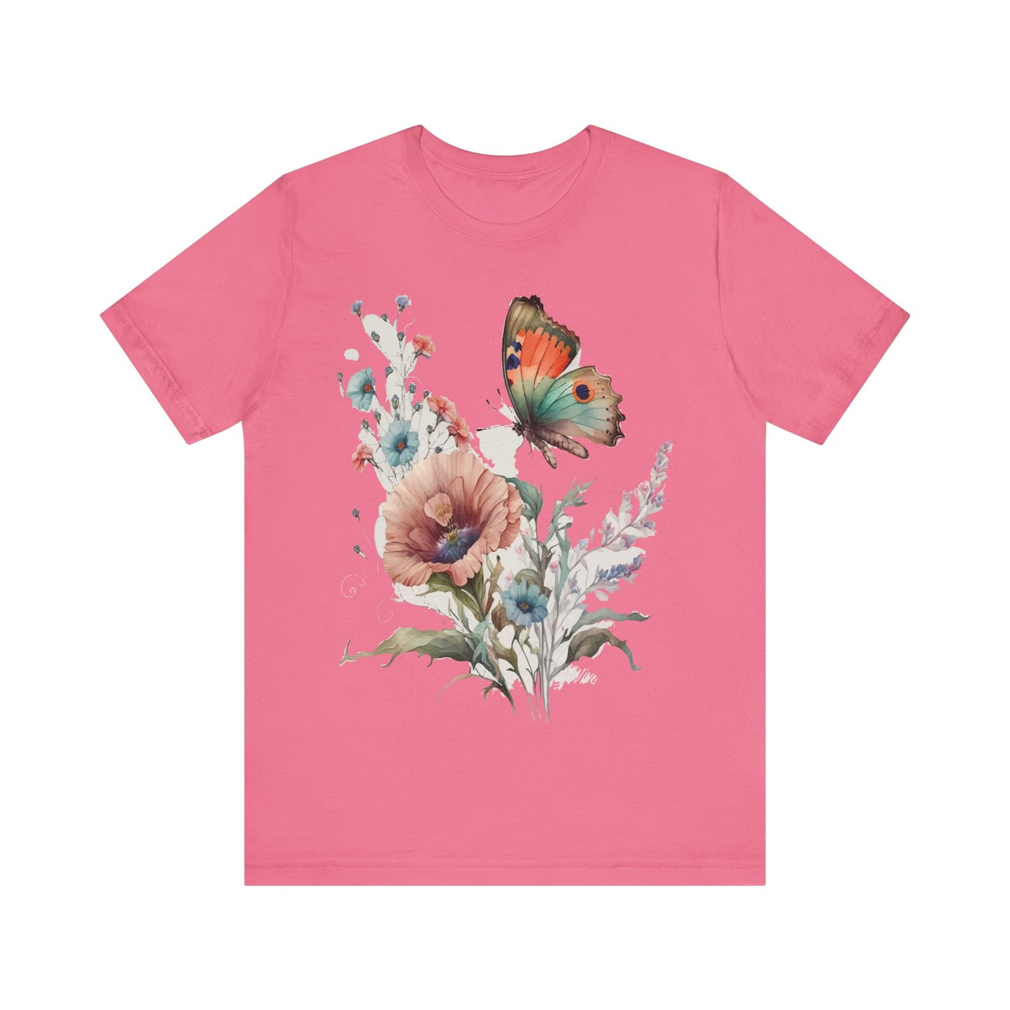 Cotton Tee Shirt with Butterfly Prints