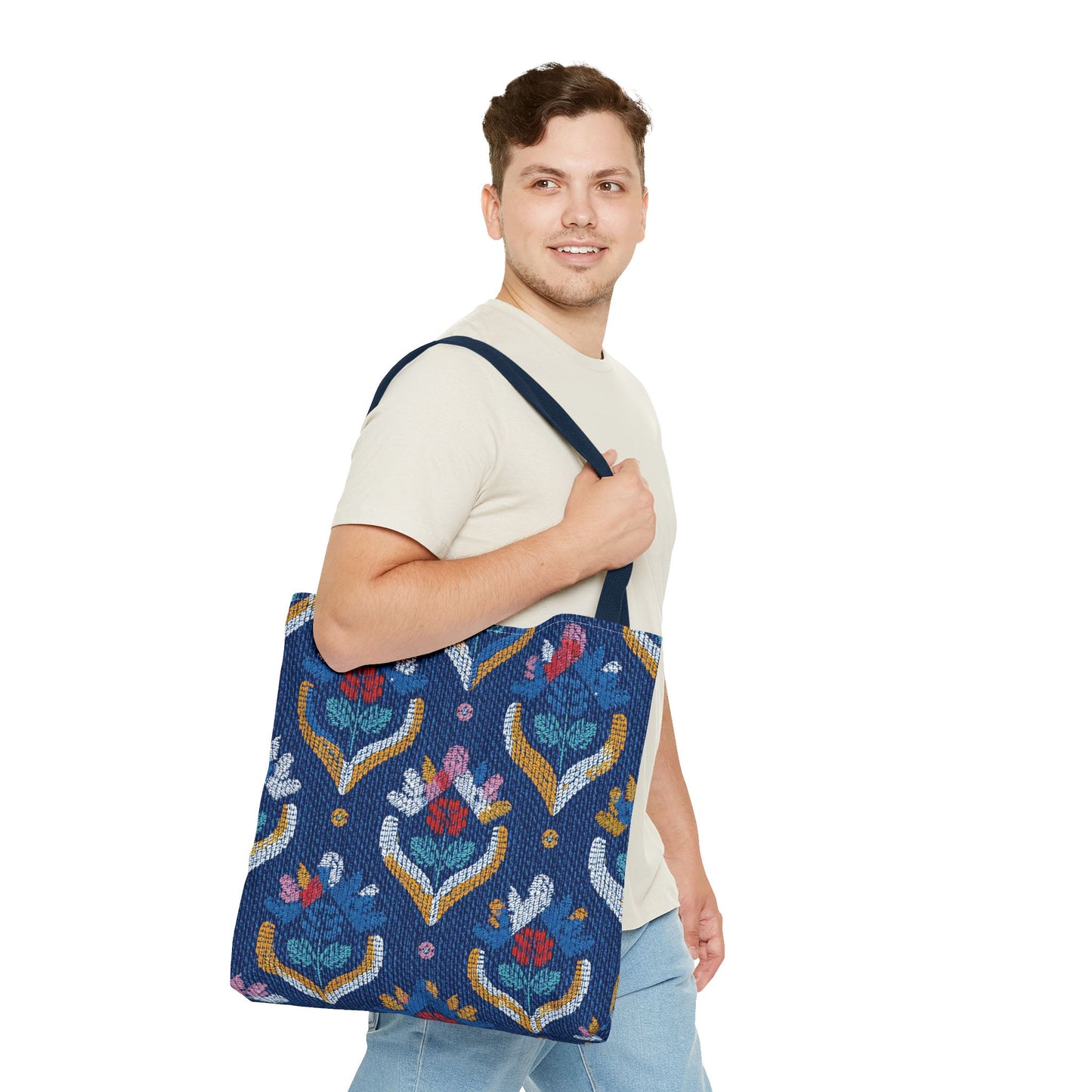 Denim Fabric Imitation Print Unisex Canvas Bag Poly Spun 3 Sizes Tote Bag 150