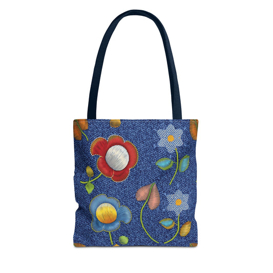 Denim Fabric Imitation Print Unisex Canvas Bag Poly Spun 3 Sizes Tote Bag 169