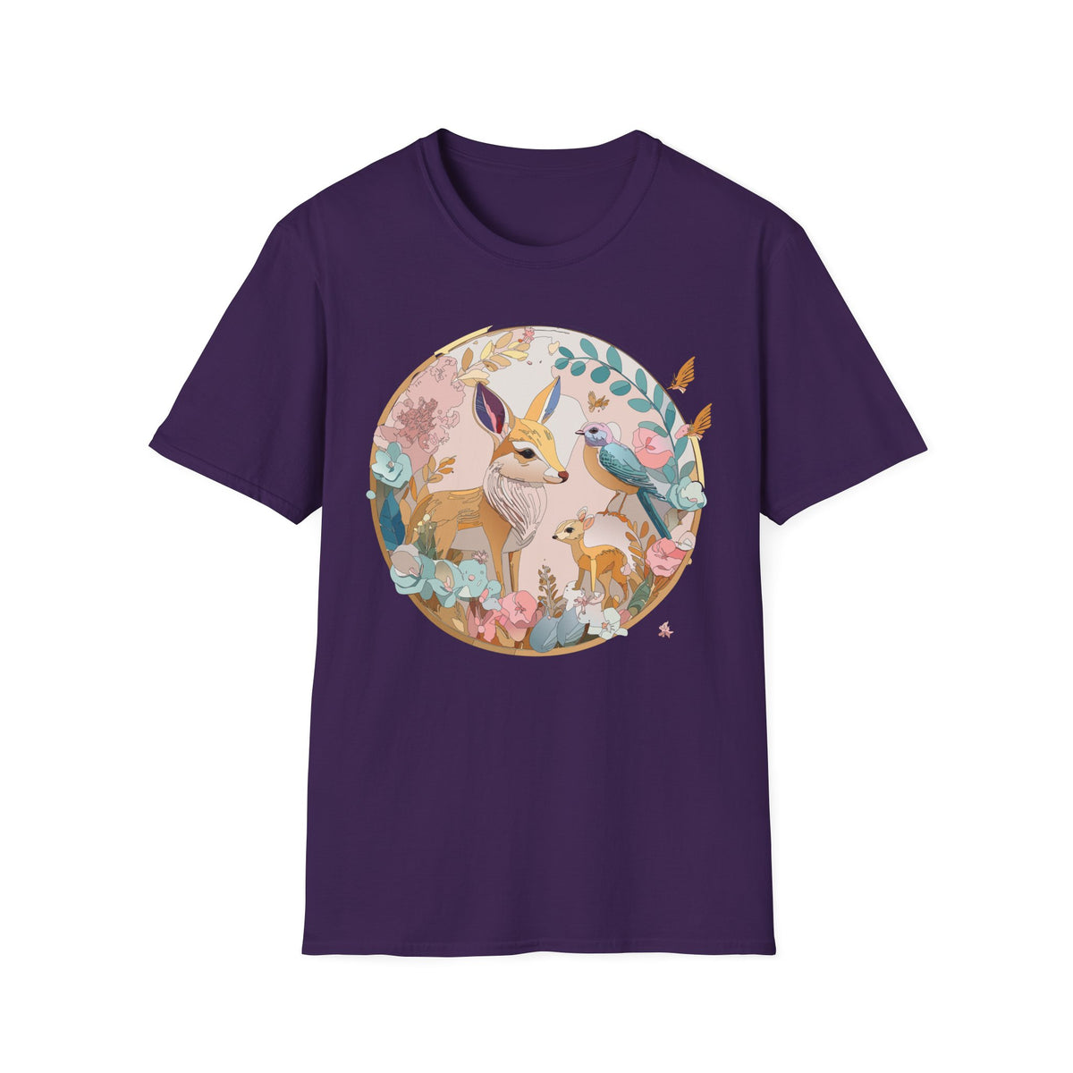 Woodland Fox and Bird Tee | Cute Fox Illustration T-Shirt
