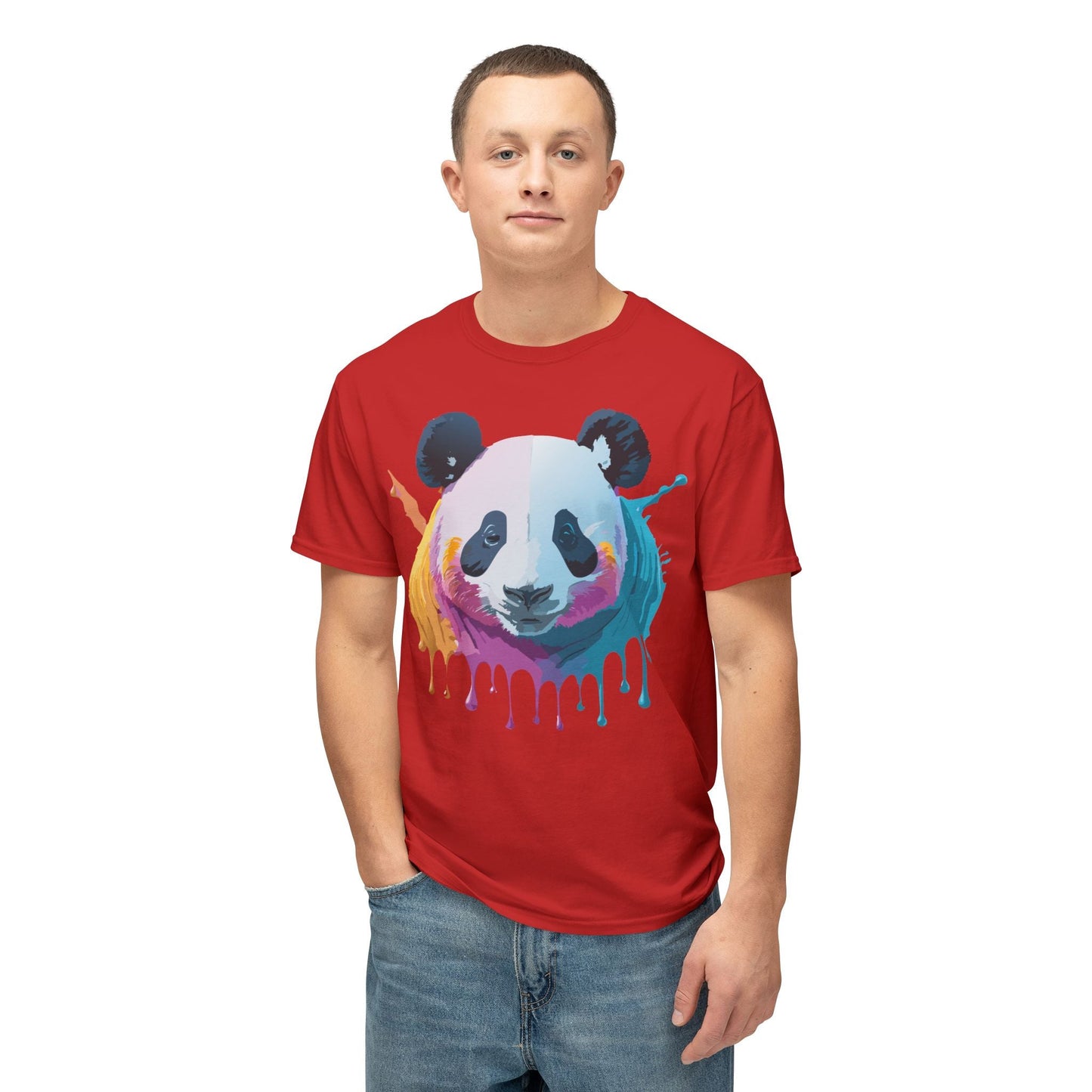 Unisex Panda Art Tee With Floral Print Premium Vintage Style HD Cotton Shirt Comfortable