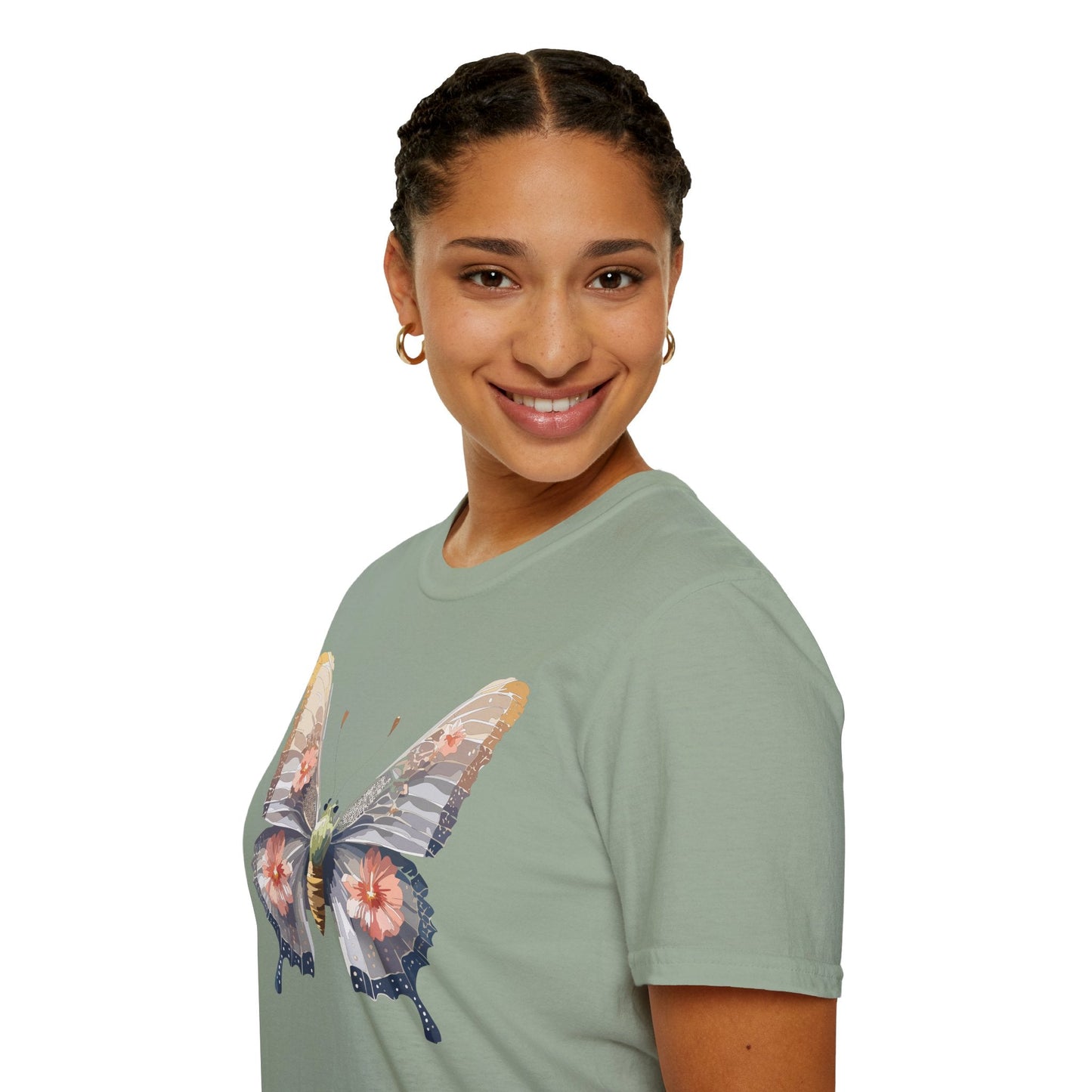 Butterfly T Shirt Unisex Monarch Design Gildan Softstyle 64000 100 Percent Ring Spun Cotton