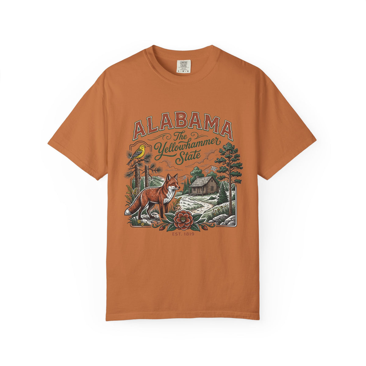 Alabama Graphic Unisex Heavyweight Garment-Dyed Travel Tourist Graphic Gift Tee 100 Cotton Comfort Colors T-Shirt