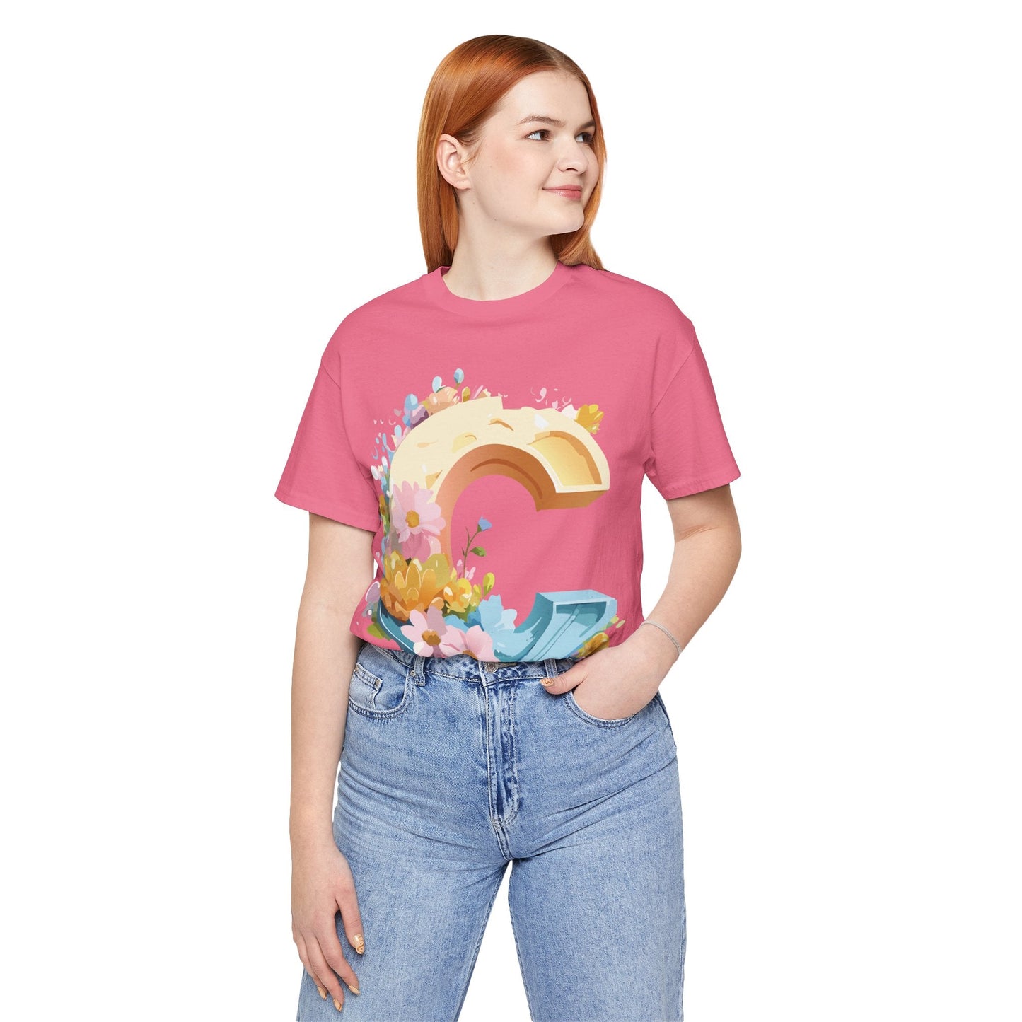 Letter C Shirt Unisex Graphic Tee By Adelpha With Vintage Inspired Artwork Design Premium Edition