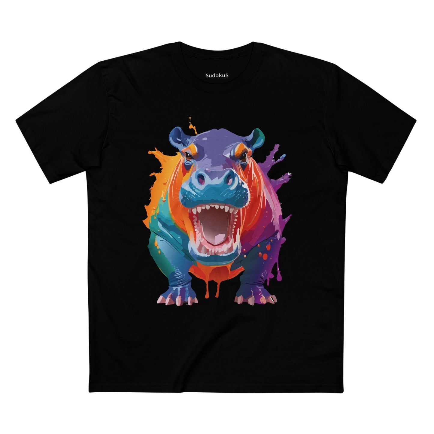 Hippo Graphic Unisex 100 Cotton Staple Tee with Animal Design Artwork 5