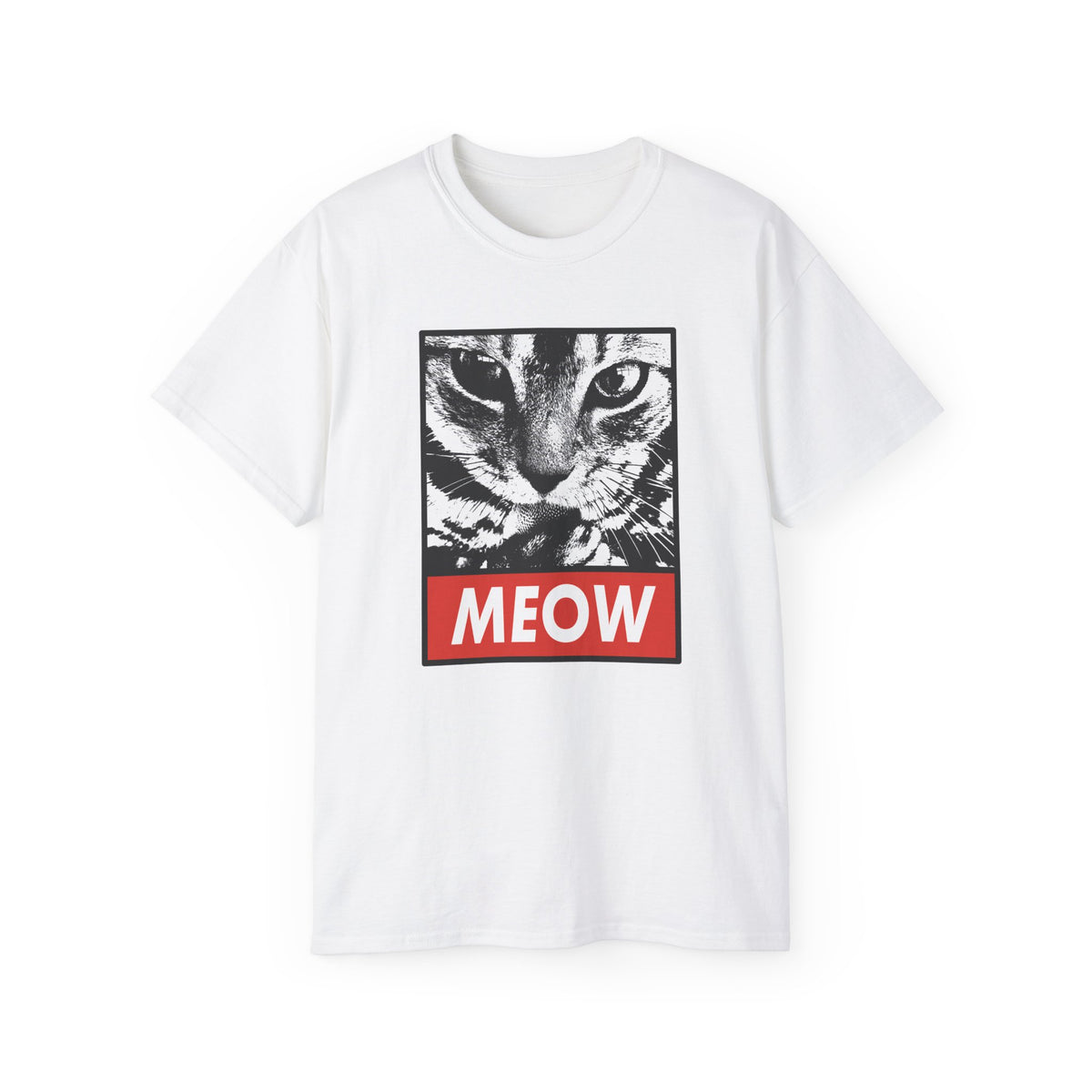 MEOW Cat Face Tee | Retro Pop Art Cat Graphic T-Shirt
