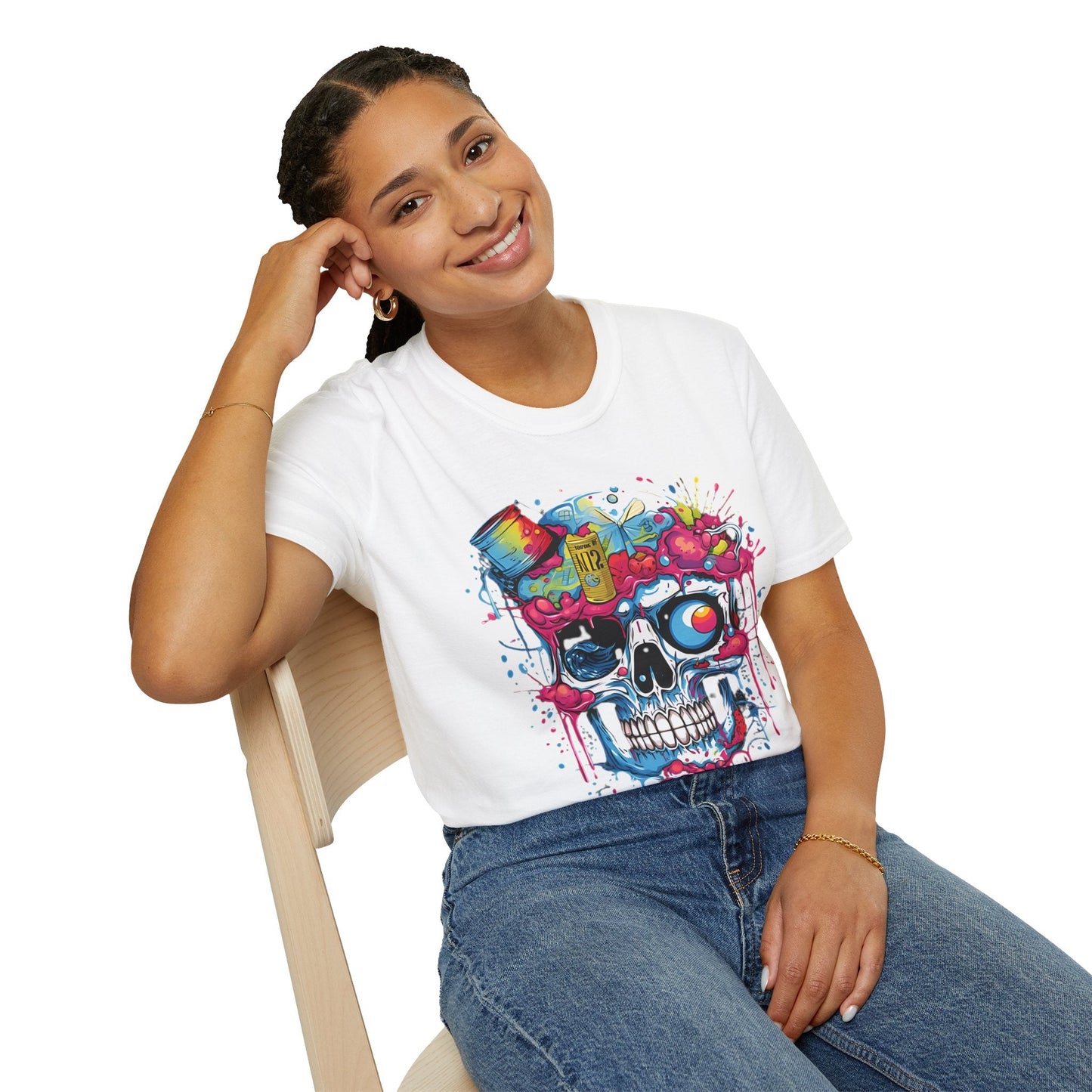 Skull Graphic Tee Shirt Unisex Skeleton Shirt Softstyle Cotton Comfort Everyday Wear Durable